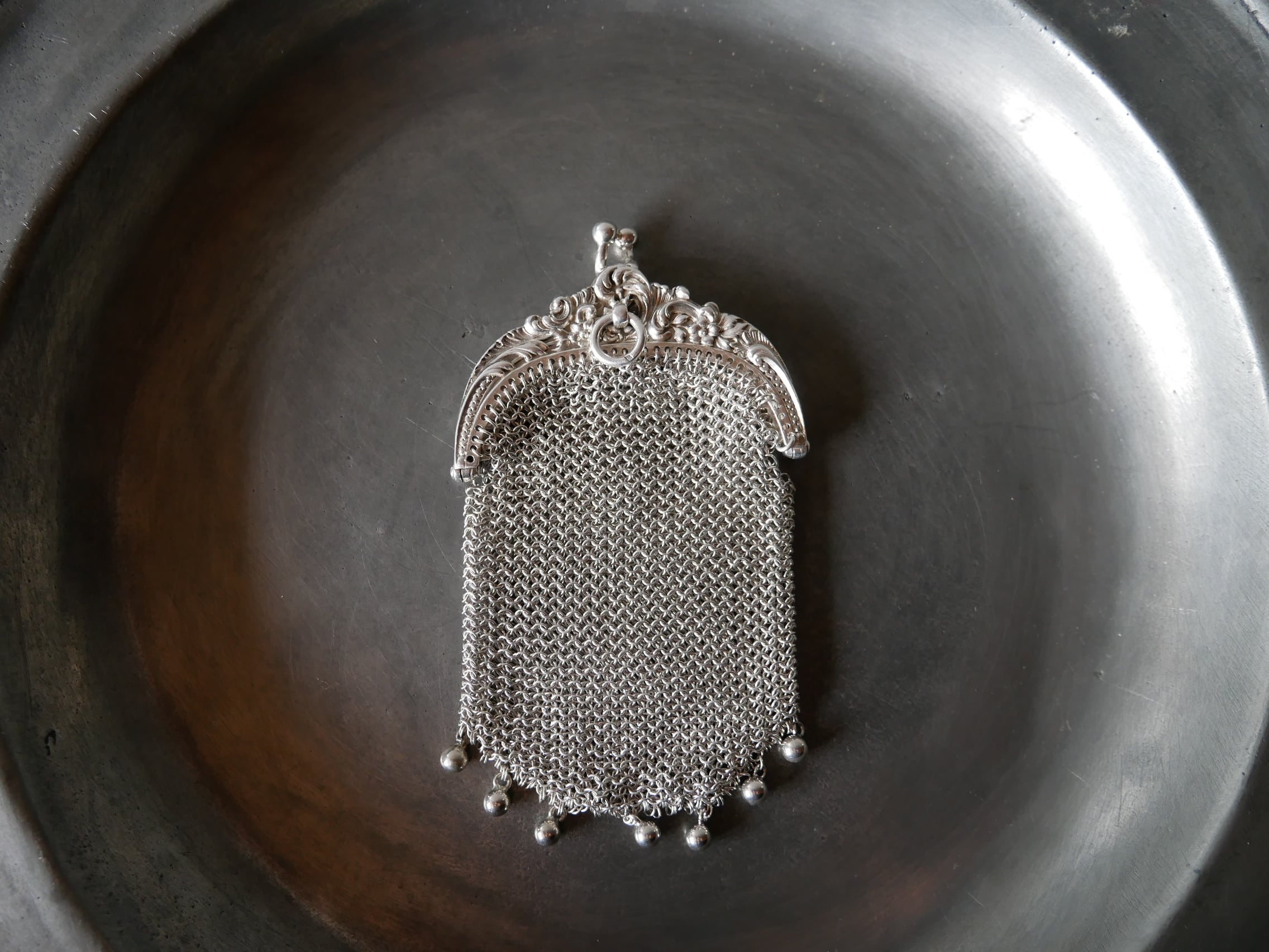 シルバー 純銀800 シャトレーン コインパース フランスアンティーク