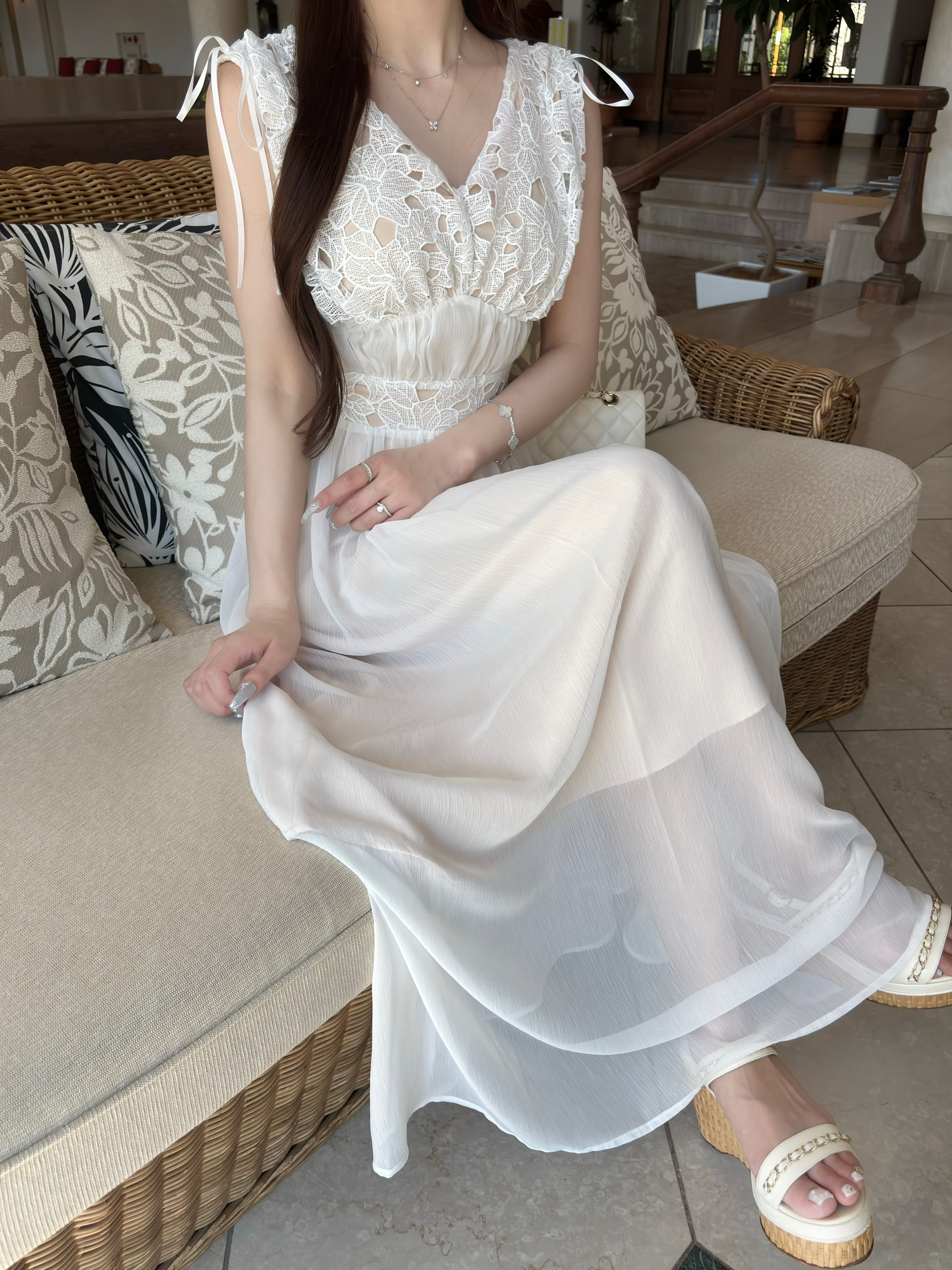 Lumignon original ♥ white lace sheer long op | Lumignon