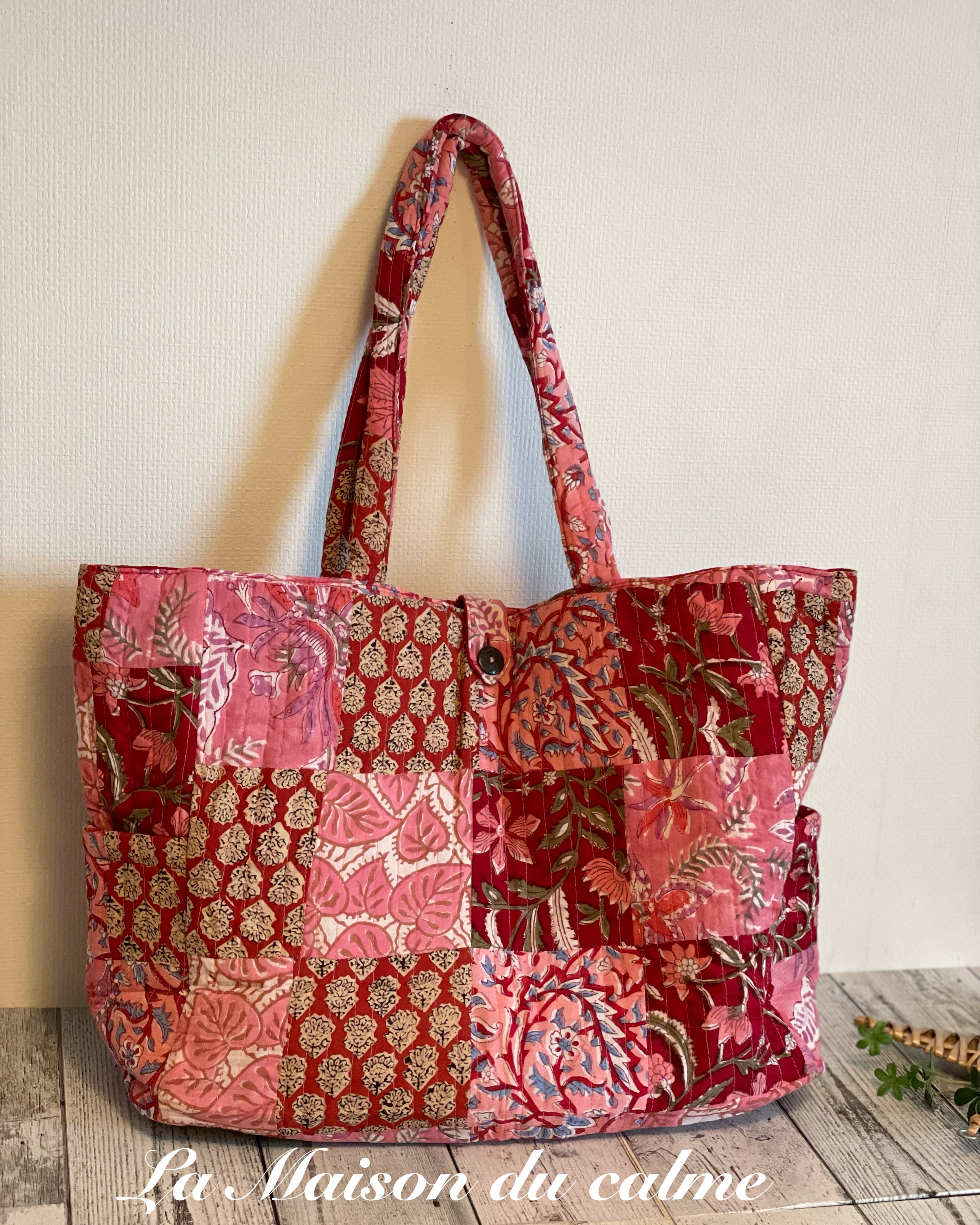 Shop オリジナル】ブロックプリント キルティングパッチワークトート