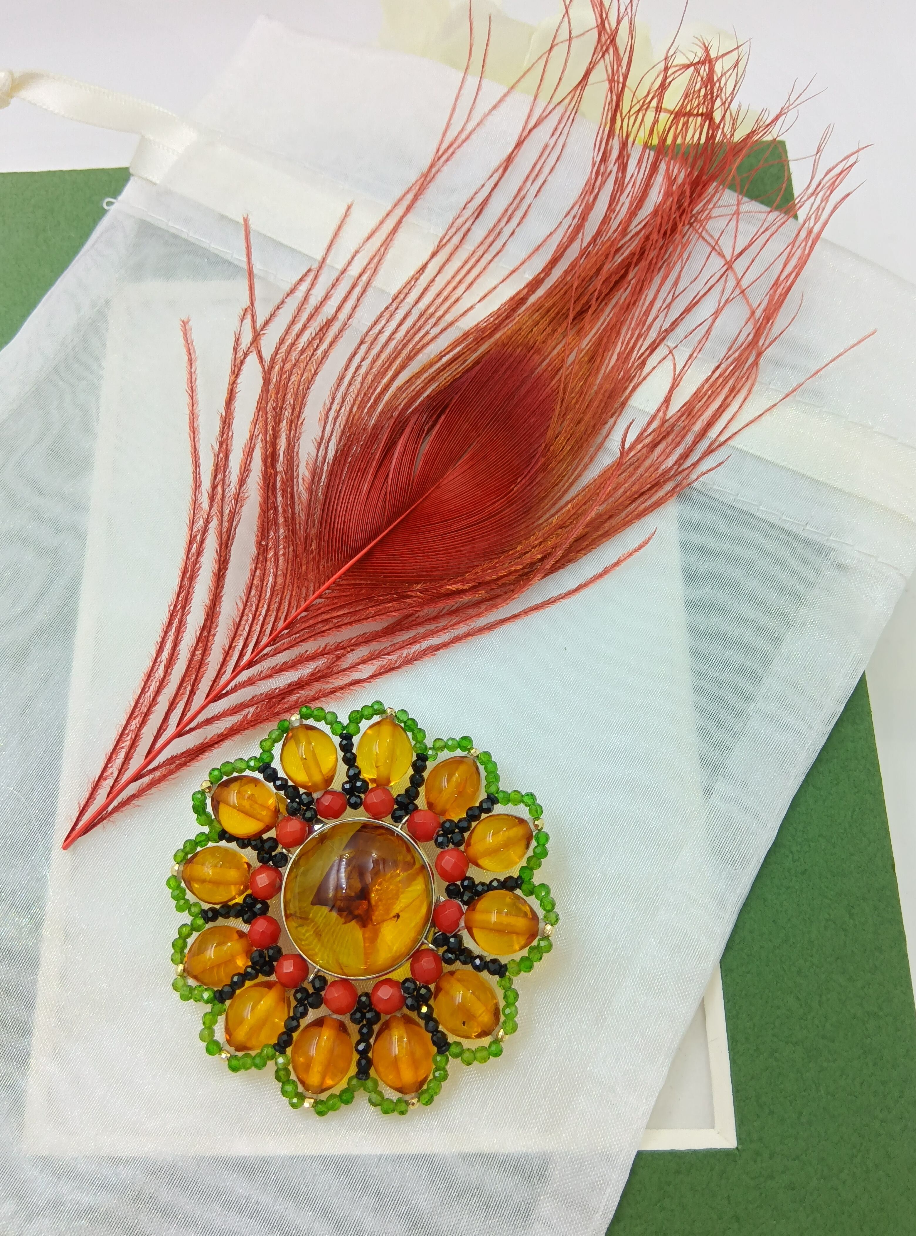 琥珀＋べっ甲バイオリンブローチ KW2B0951 | Redue by esprima