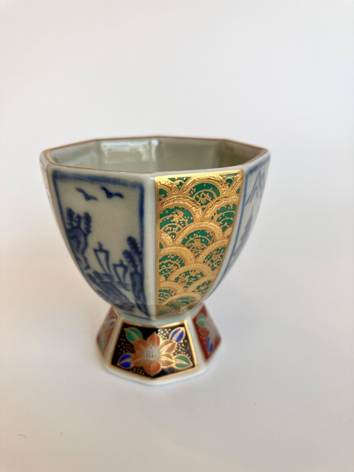 林九郎窯】 波佐見焼 林九郎 窯 古伊万里 風 金蘭手山水 半酒器セット