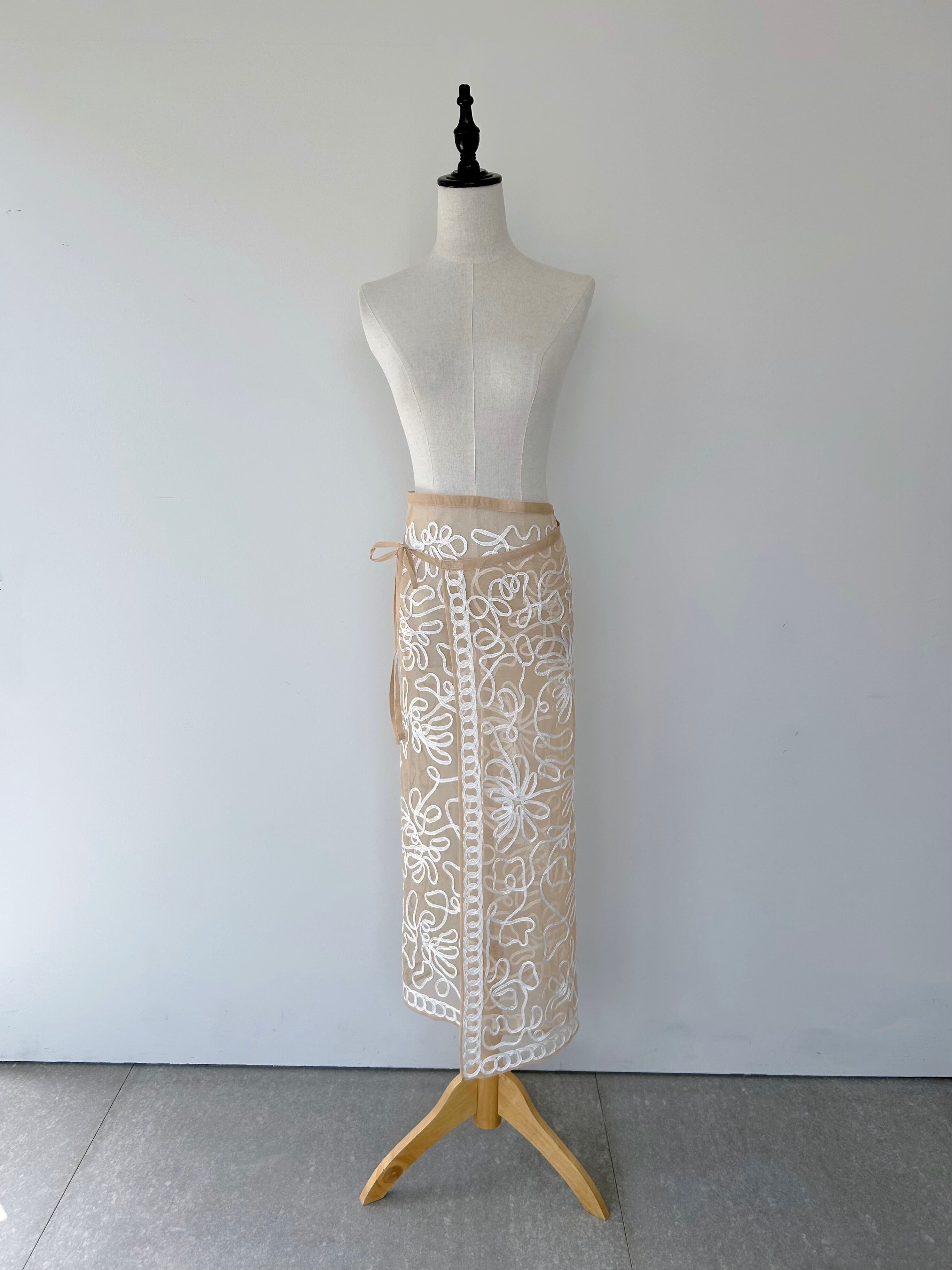 Sara Mallika Tulle Tape Embroidery Wrap Skirt | KOKO