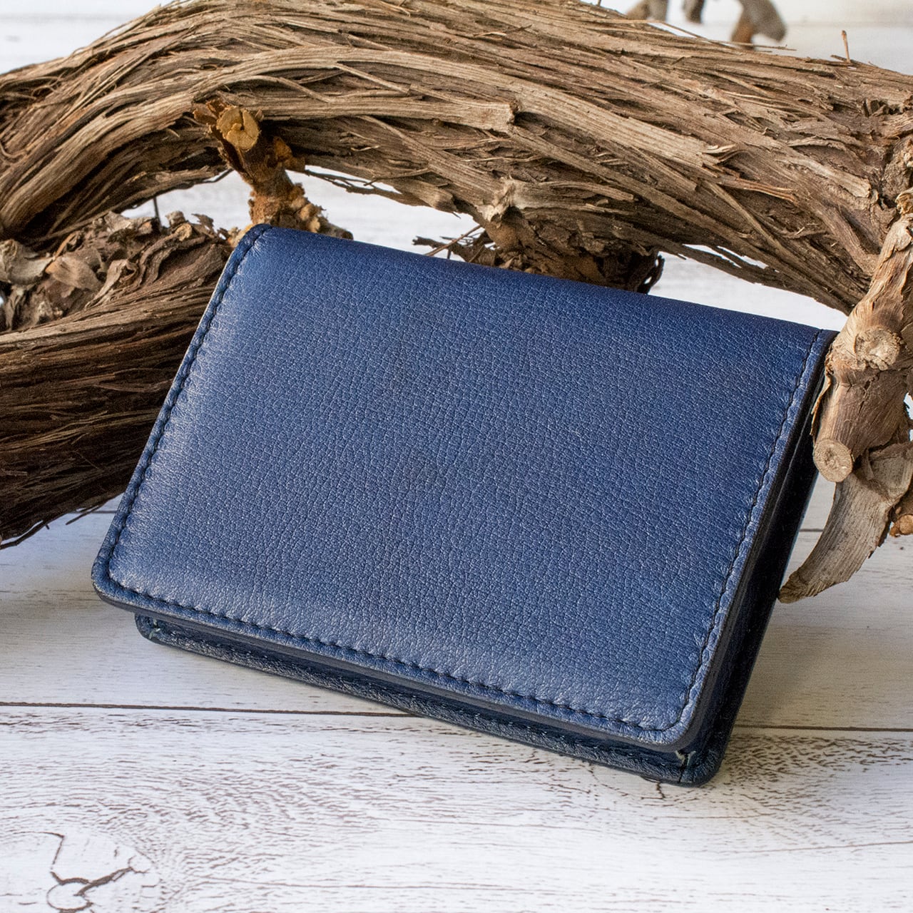 N103 本革 藍染め 名刺入れ | Kinuya Indigo