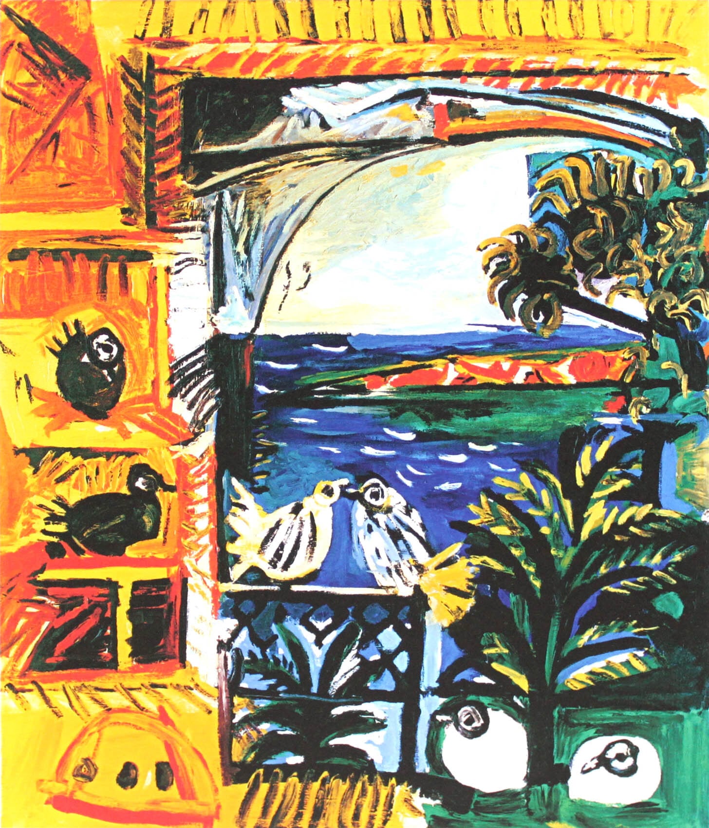 パブロ ピカソ「鳩」額縁4色選択可能 作品証明書 展示用フック 限定500