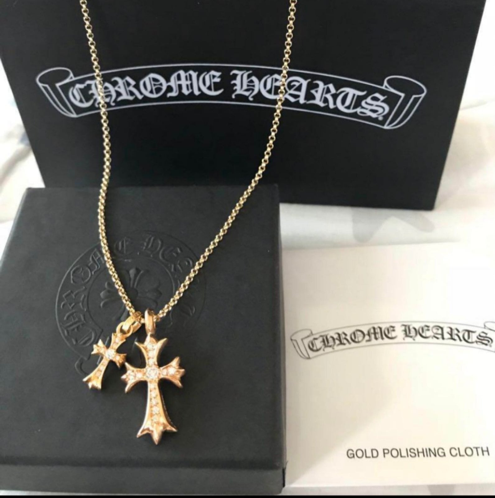 CHROME HEARTS クロムハーツ 22Kタイニー ファットクロス パヴェ