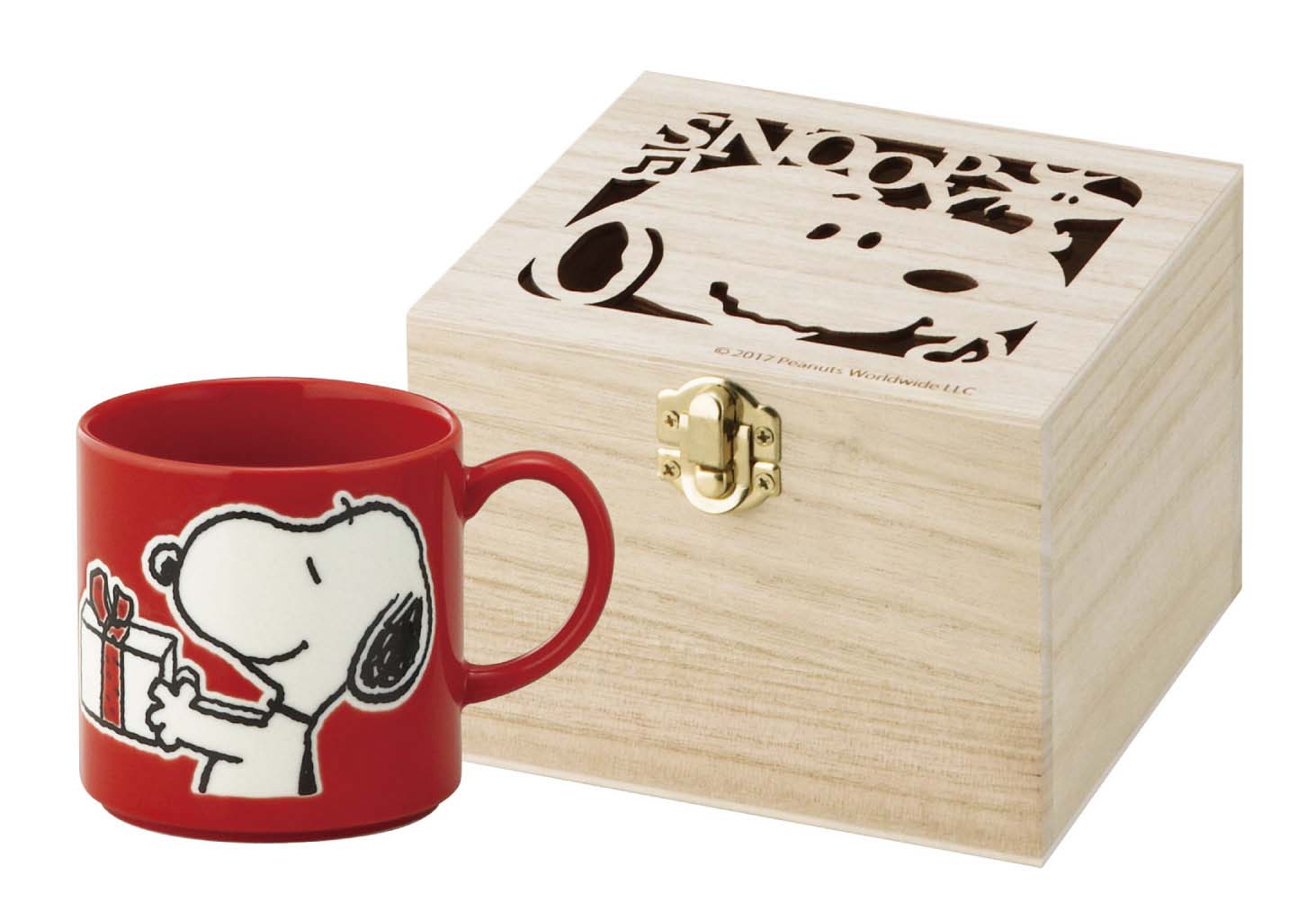 スヌーピー】木箱入マグ（happy holiday）【カラフルピーナッツ】SN451