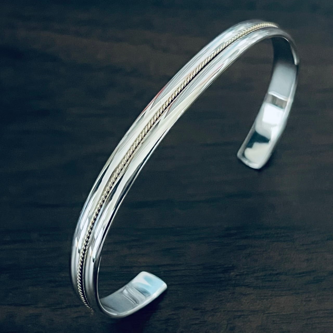 VINTAGE TIFFANY & CO. 14K Gold Twist Rope Narrow Cuff Bracelet