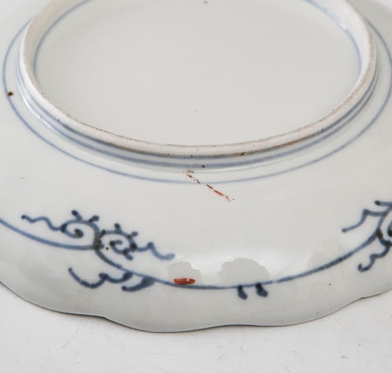 伊万里 色絵金彩 赤絵 花鳥図 蝶 鷹 唐草 蛸唐草 格子 輪花 七寸 7寸