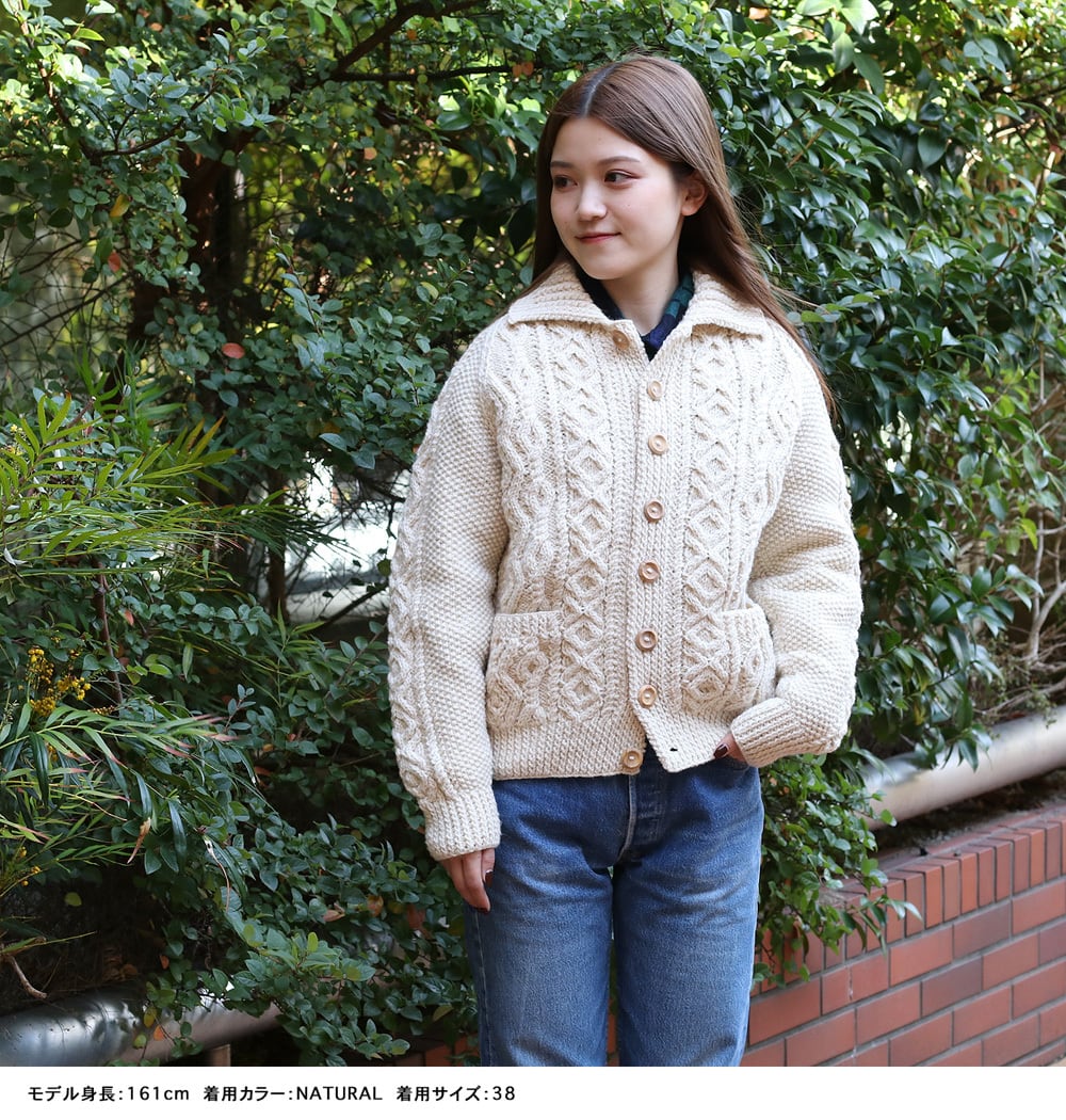 INVERALLAN インバーアラン 3A ナチュラル ハンドニット カーディガン