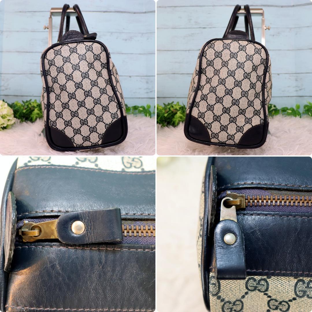 オールドグッチ ボストンバッグ シェリーライン GGスプリーム 紺色 A4