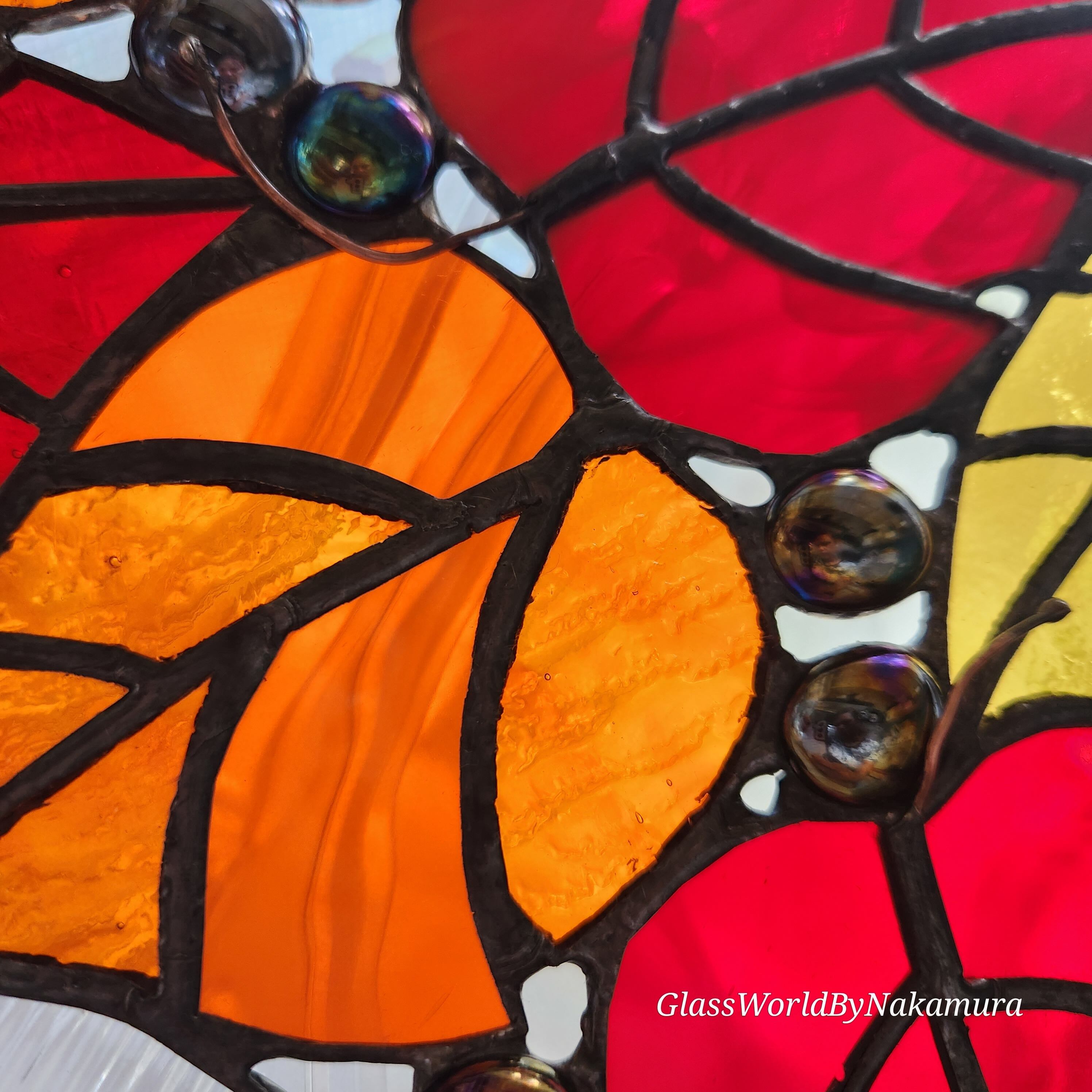 秋の葉っぱ ハロウィン雑貨 ステンドグラスパネル サンキャッチャー