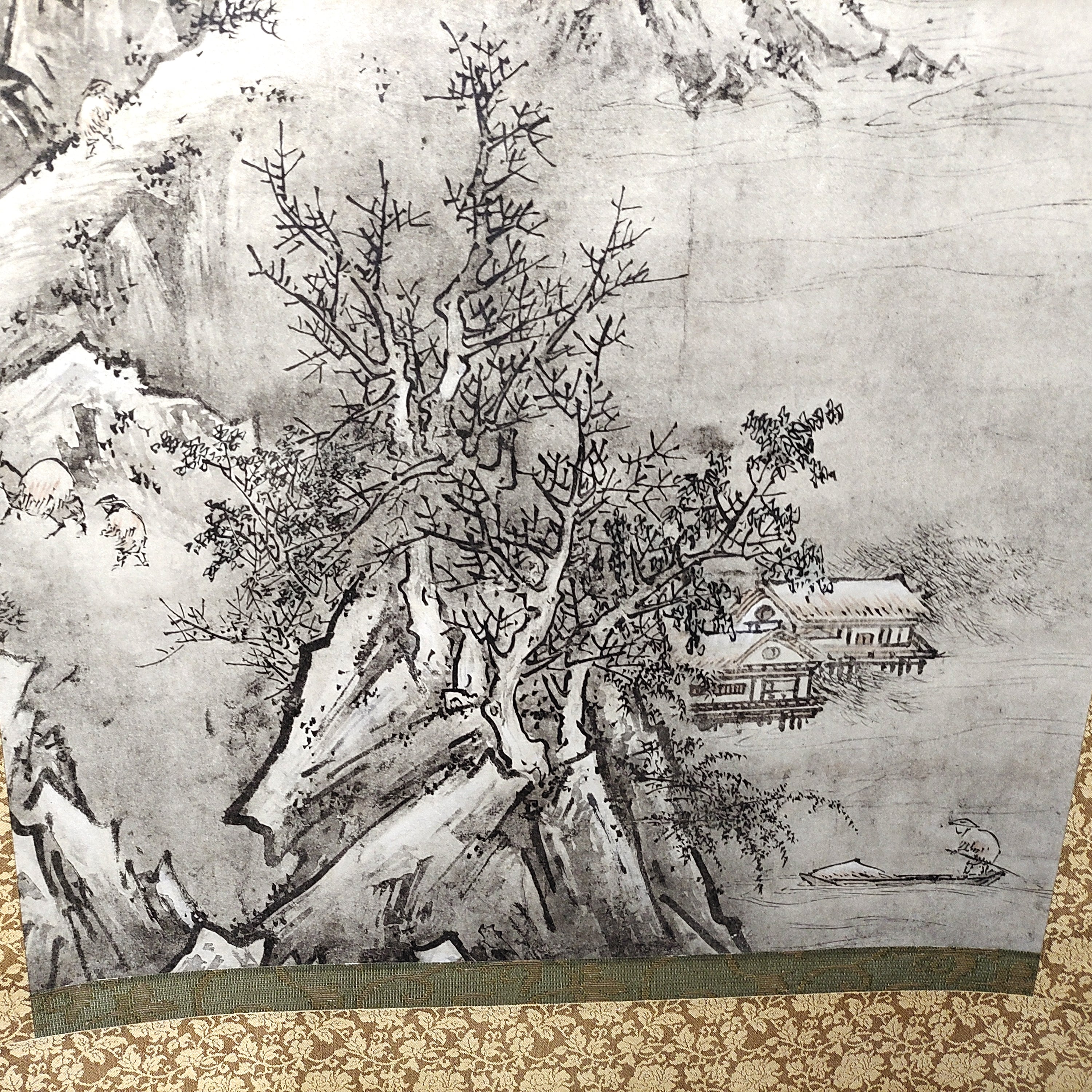 掛軸・雪村周継・『夏冬山水図』・複製・双幅・二本組・No.230414-21