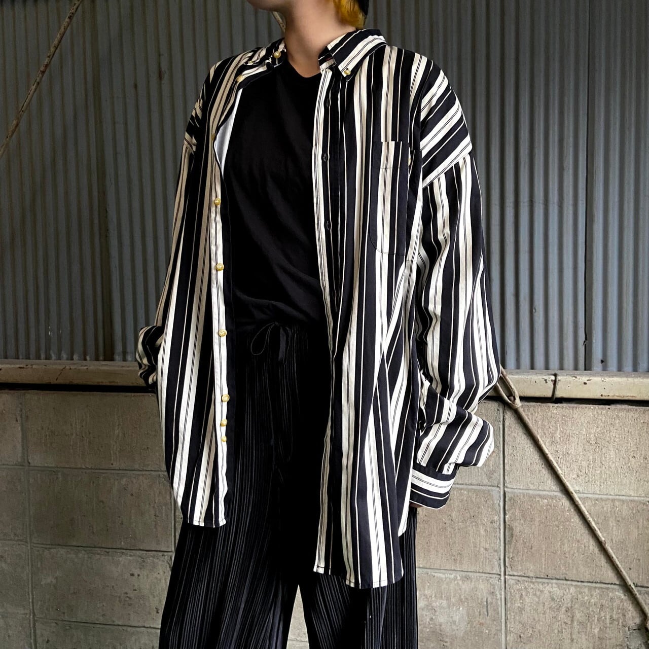 ビッグサイズ 90年代 BB CLASSICS 長袖 マルチストライプシャツ ワン