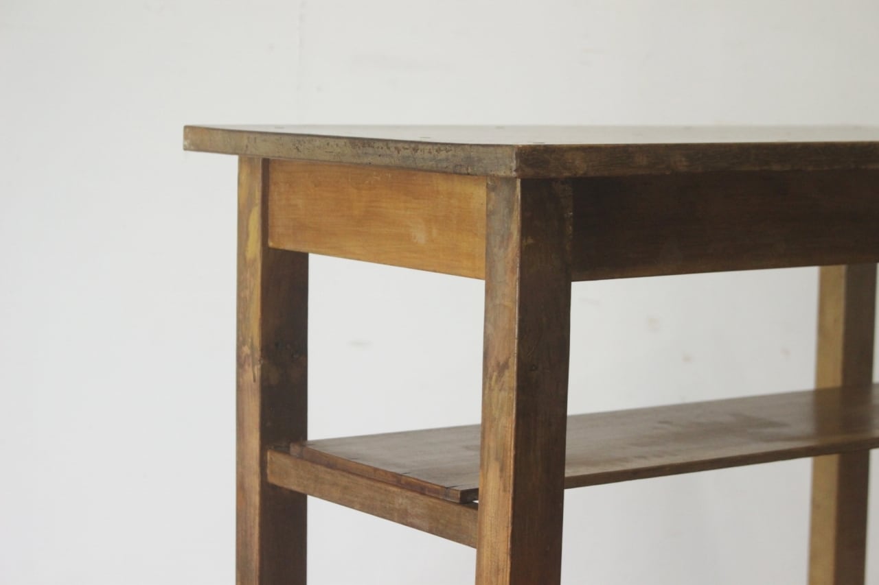 レトロ 作業台 花台 飾り台 展示台 テーブル 机 ラワン材 ナチュラル