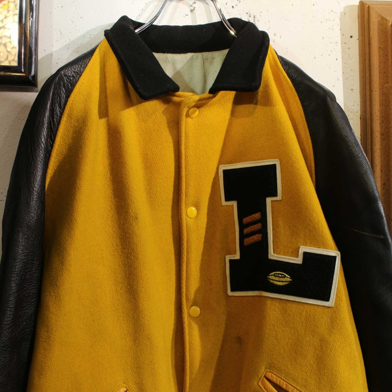 ヴィンテージ アワードジャケット レザー スタジャン ワッペン