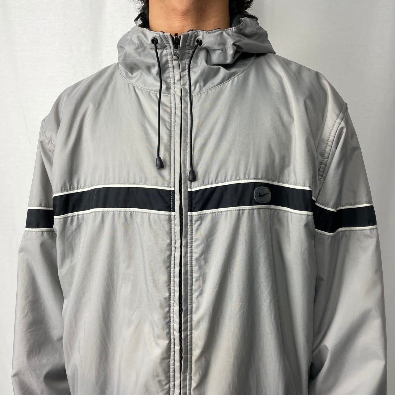 00年代 NIKE ナイキ スウォッシュロゴ刺繍 リバーシブル フリース