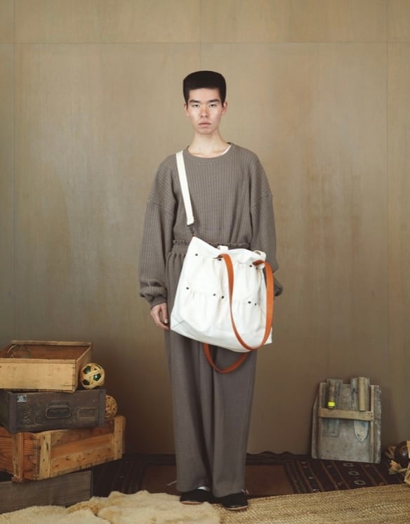 refomed STADIUM KAUCHIN KNIT (NAVY×BROWN) REKN-002 | IAAAM ONLINE