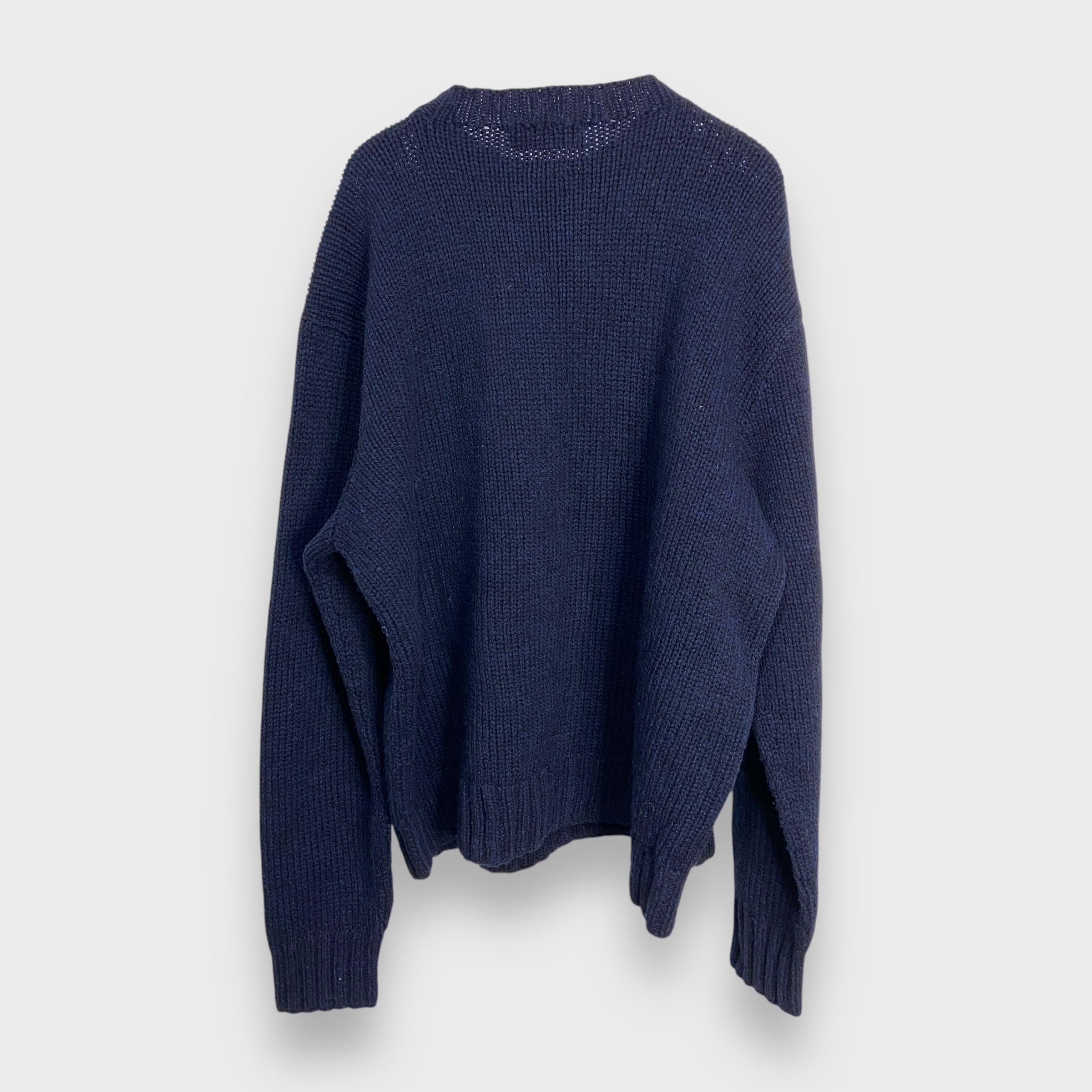 希少 90s ラルフローレン ワンスター ハンドニット セーター 紺 XXL