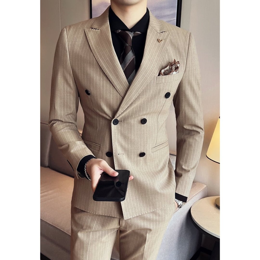 ストライプ ダブルブレストスーツ スリーピース 3カラー A1650