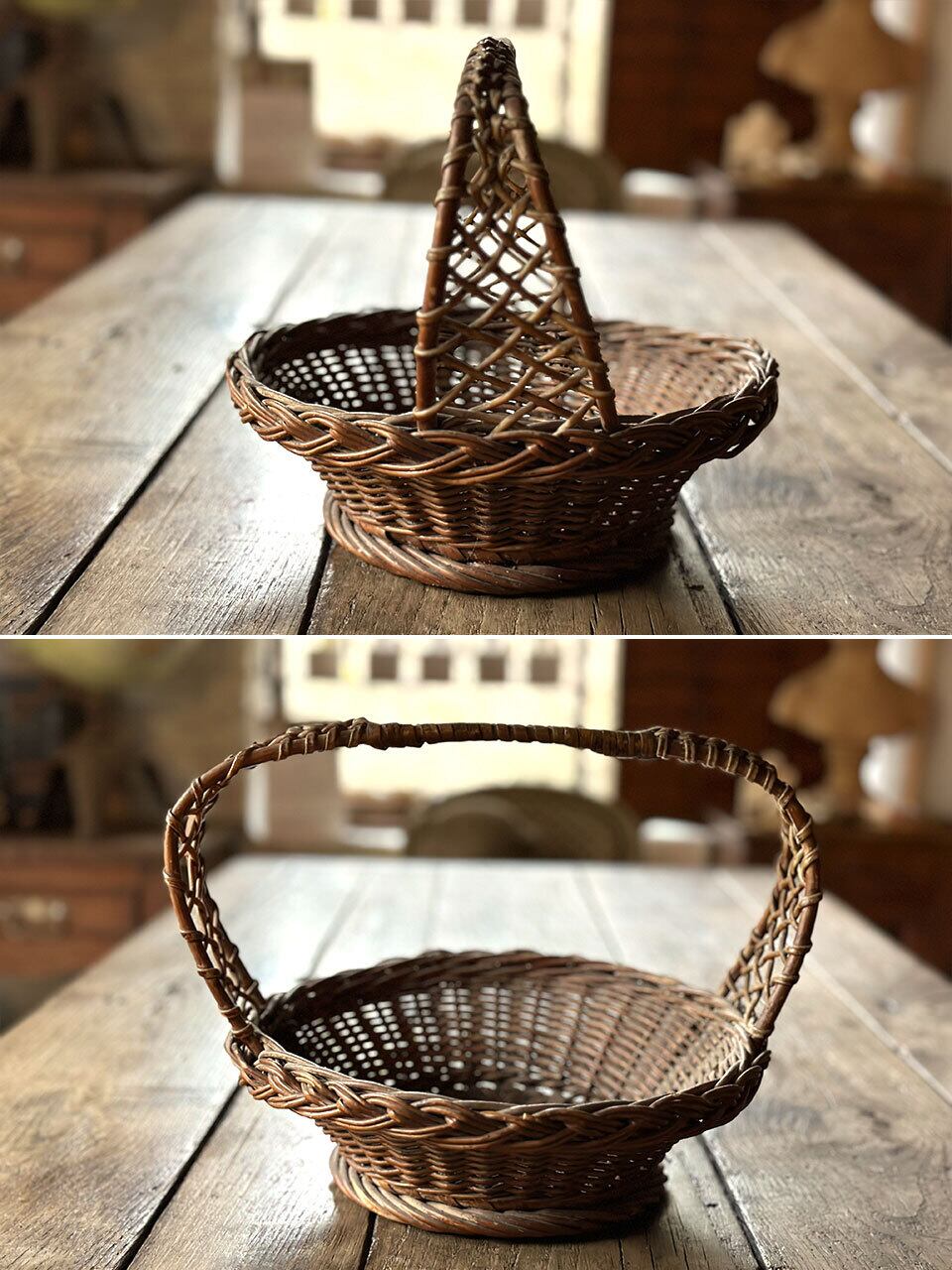 浅型 フラワーパニエ バスケット かご カゴ | Brocante de La Cocotte