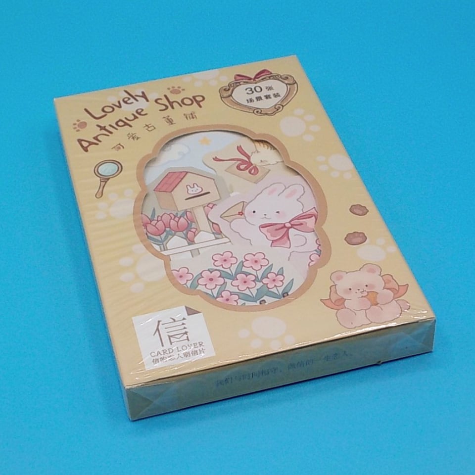 動物系ポストカード 可愛い骨董屋さん ゆめかわいいうさぎやくま、猫の