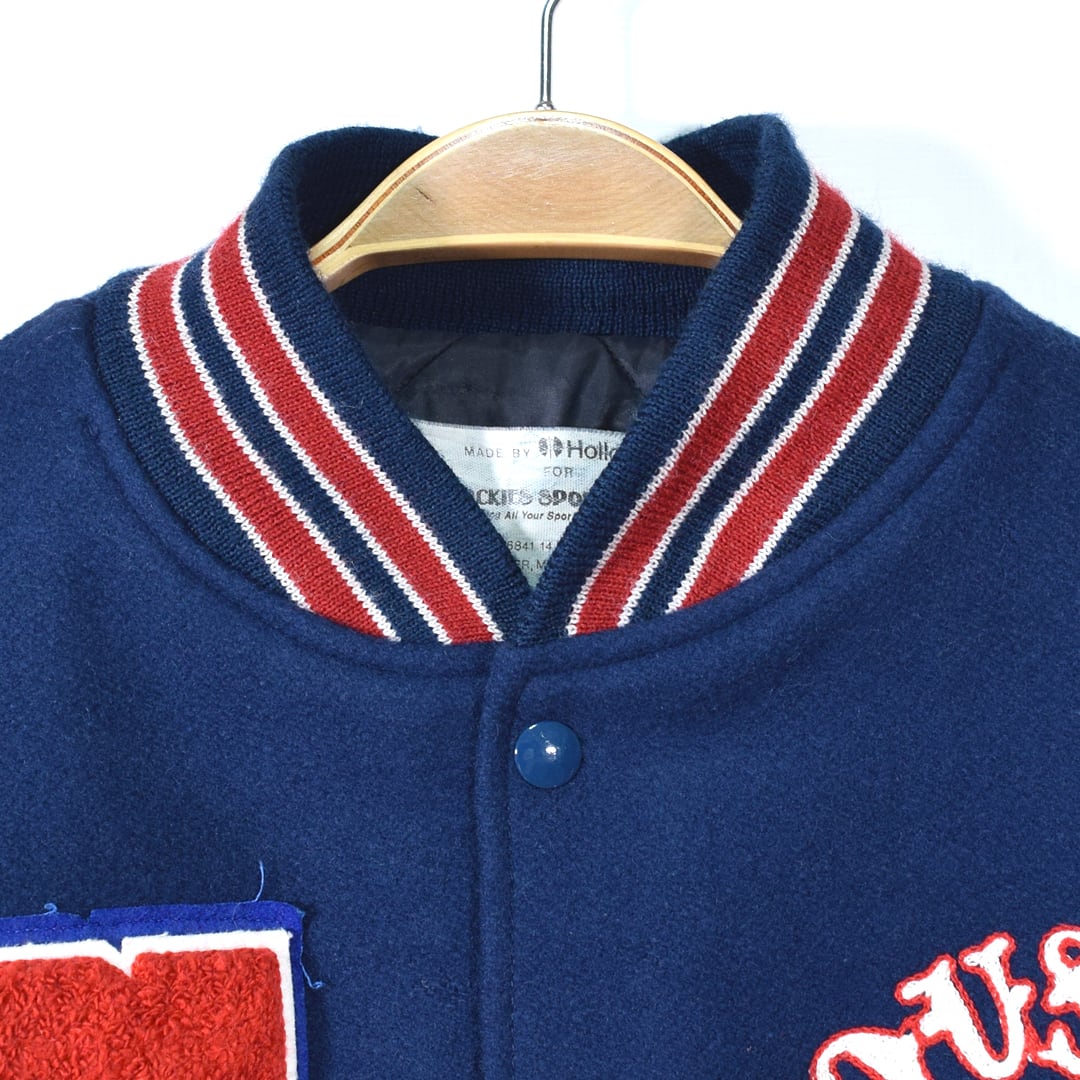 80s ホロウェイ 袖レザー ヴィンテージ スタジアムジャンパー チェーン