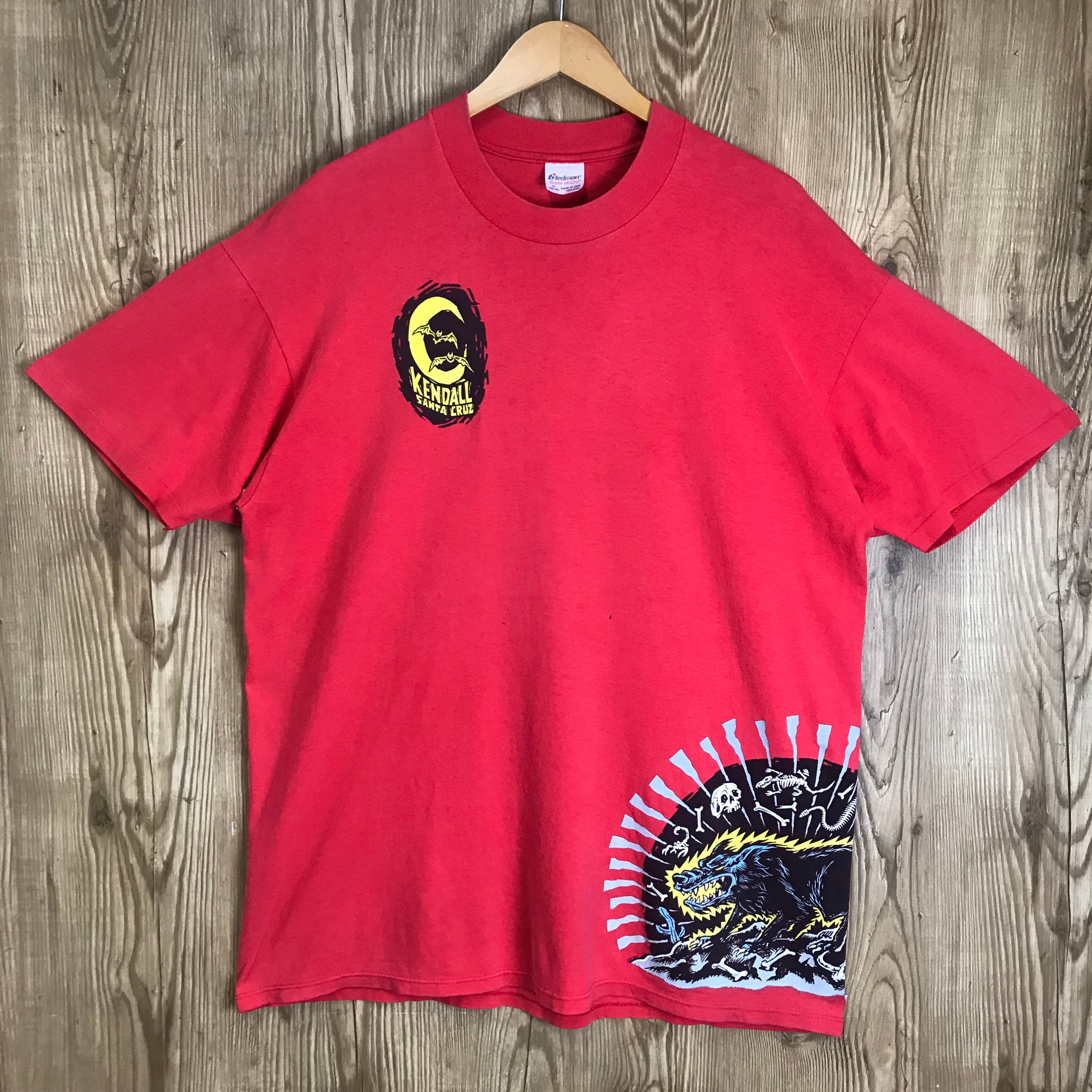 ☆USA製 80s~90s SANTACRUZ JEFF KENDALL 巻きプリント 半袖 T-sh T