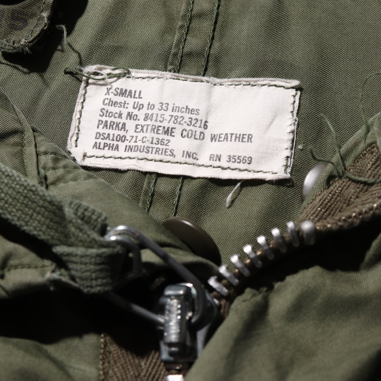 稀少 XS アルミジップ 71年 ALPHA M-65 フィッシュテールパーカー