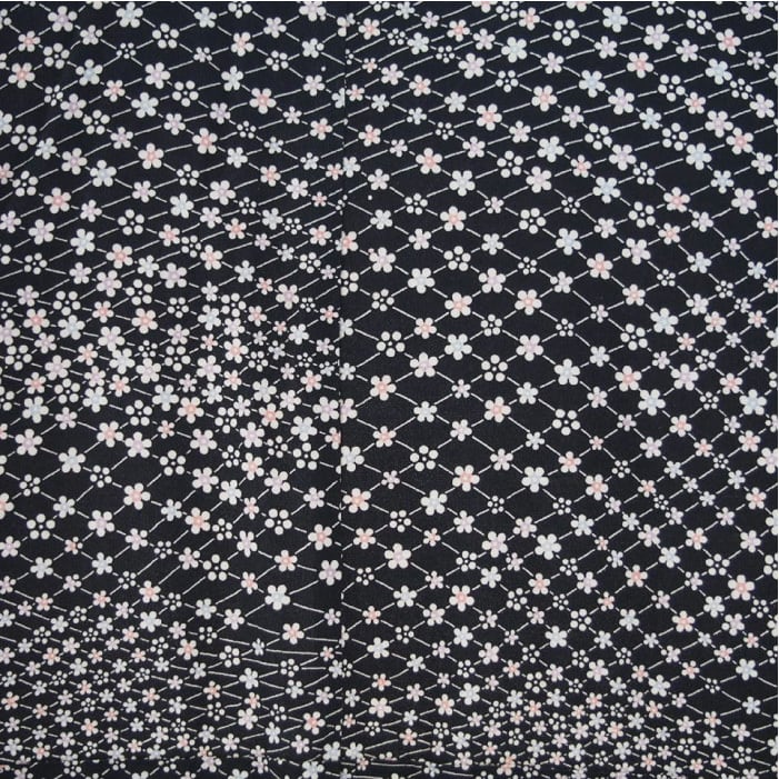 小紋】黒色に細かい梅の花模様の着物 | ひふみ屋