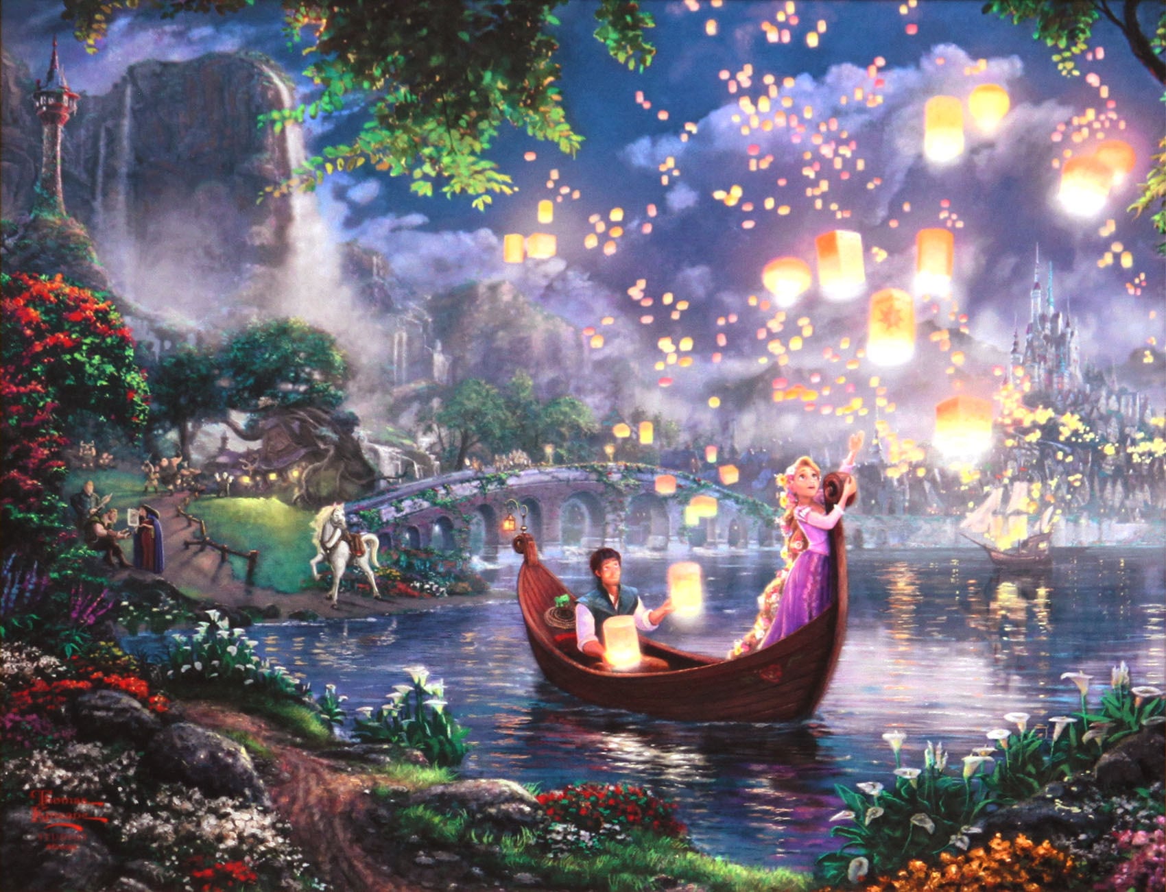 ディズニー絵画「塔の上のラプンツェル」額縁2種選択可 作品証明書