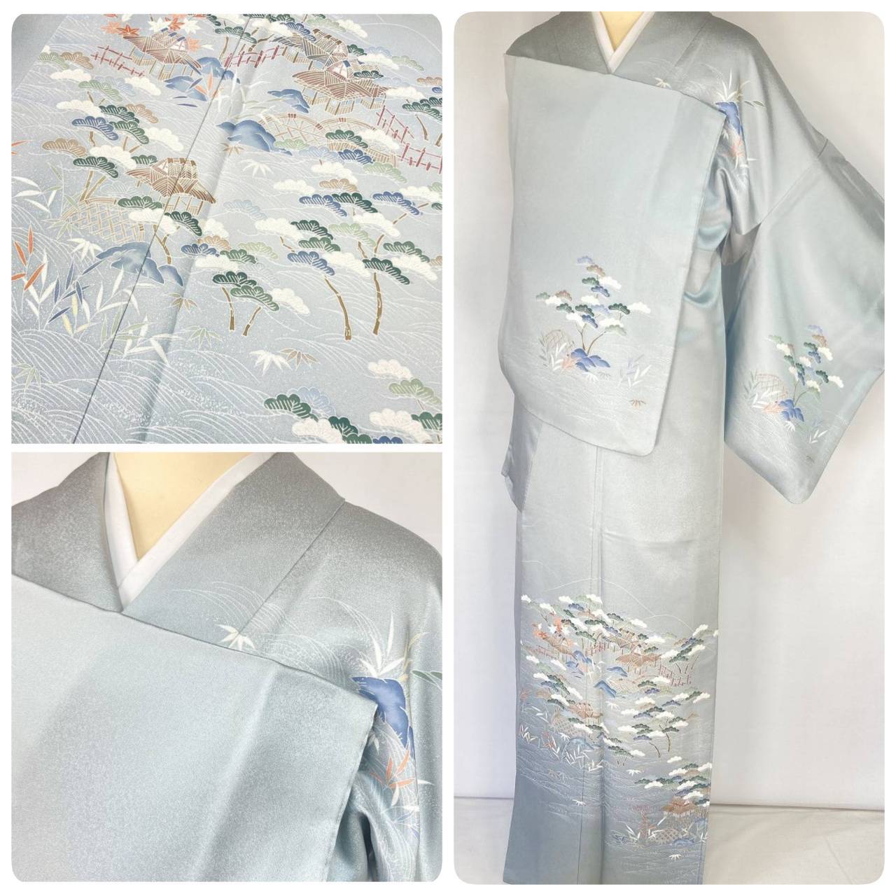 未使用 吾妻徳穂 吉澤の友禅 雪輪 花柄 訪問着 袷 正絹 黄色 ピンク