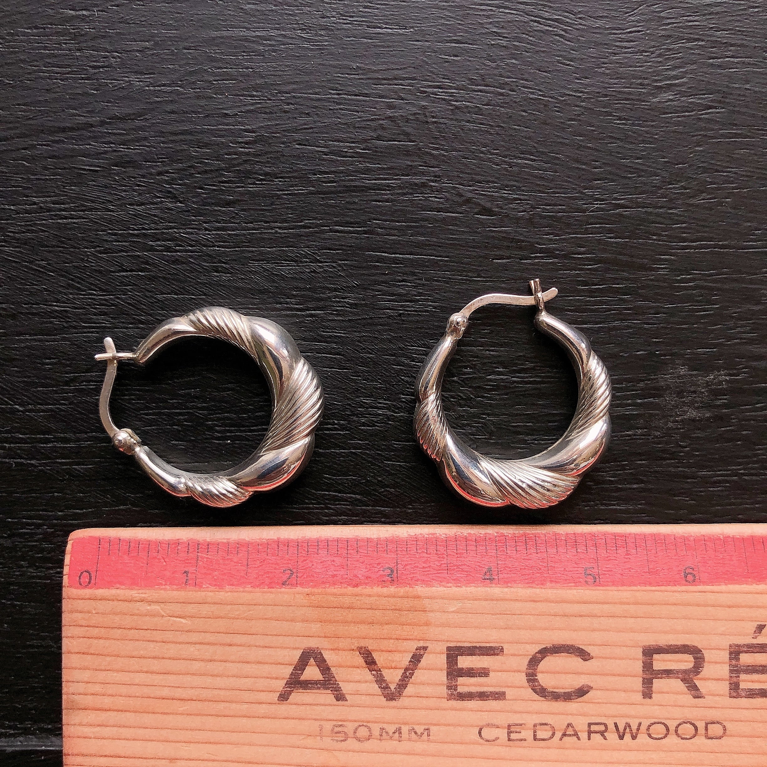 vintageシルバーデザインフープピアスsilver925 | CHAINON