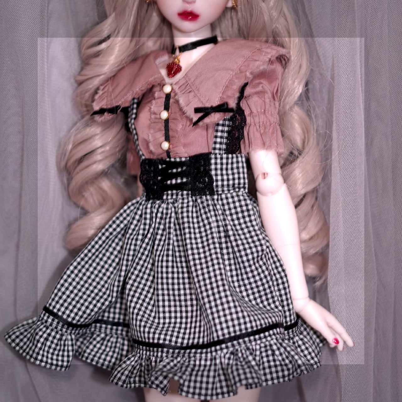 ドール用 くすみピンク地雷系セットアップ[60S/60M/60L共用] | andLica