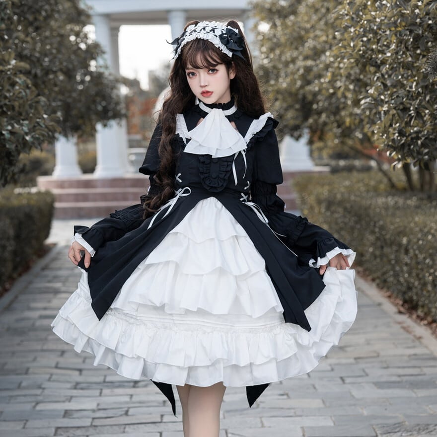 SEASONZ ゴスロリ ドレス トランペットスリーブ ケーキスカート ヘ