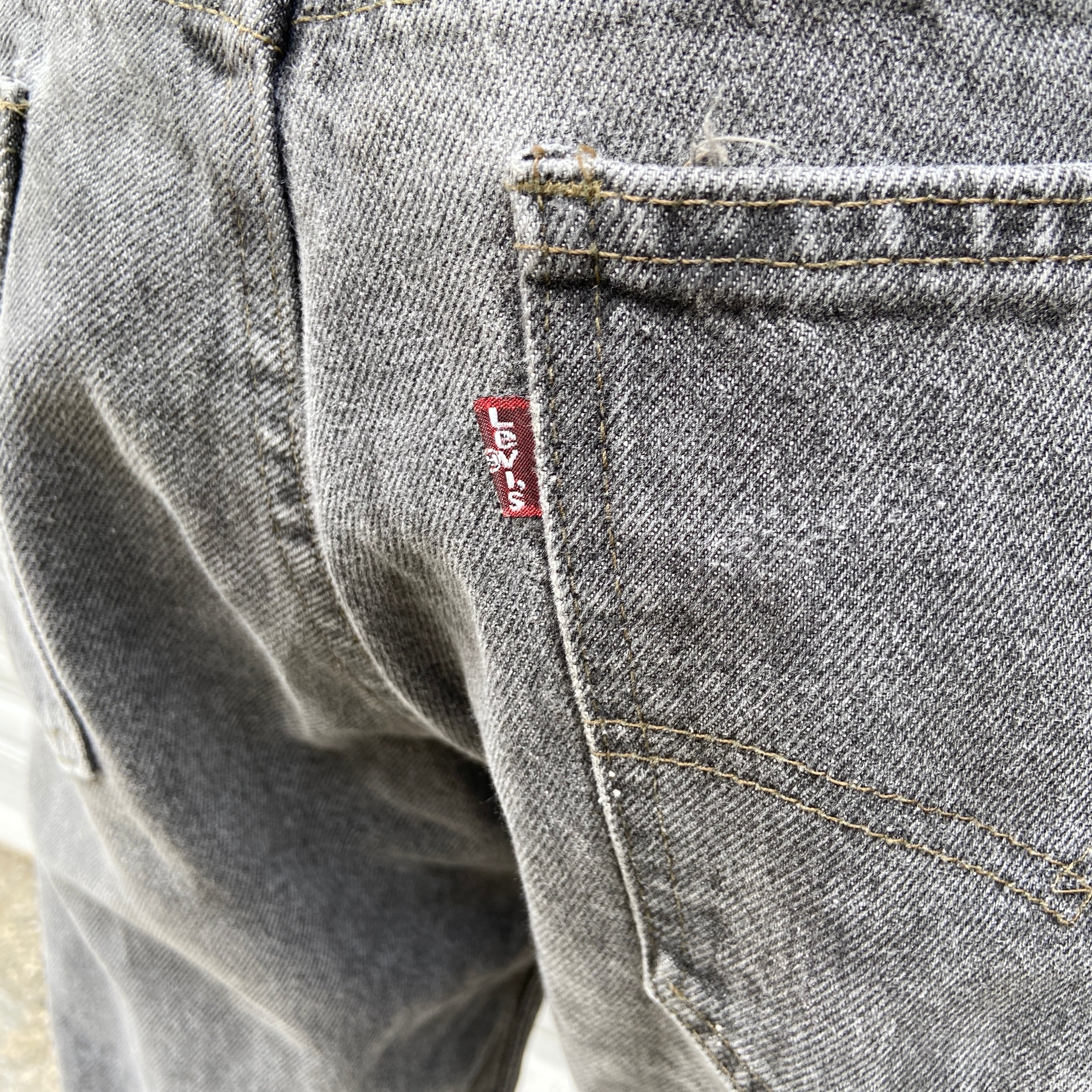 送料無料 90s USA製 Levi's 505 先染めブラックデニムパンツ W33L30