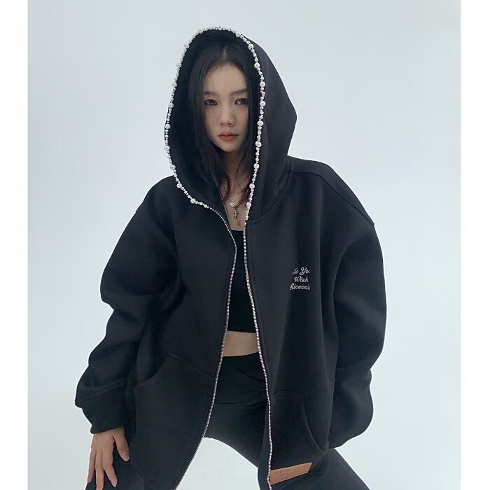 パールデザインフードスウェットパーカー［M-XXL］ | MeraviOggi