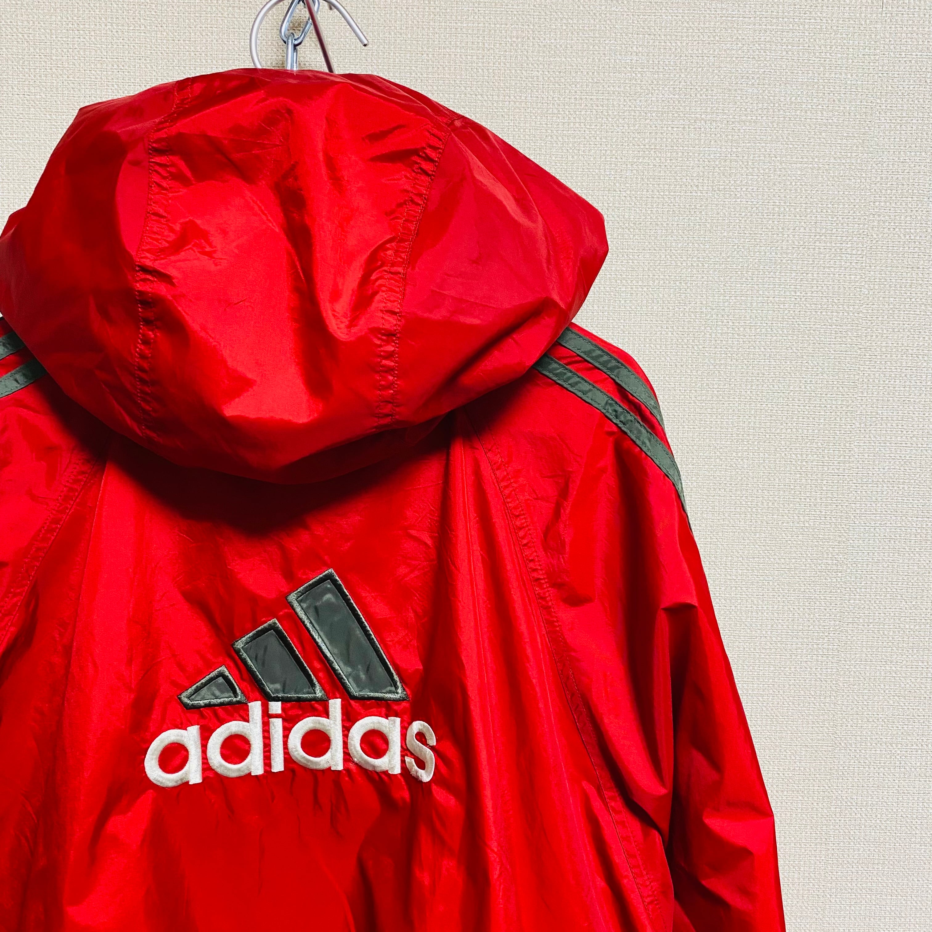 超希少】80s - 90s OLD ADIDAS ビッグ ロゴ刺繍 サイドライン ナイロン