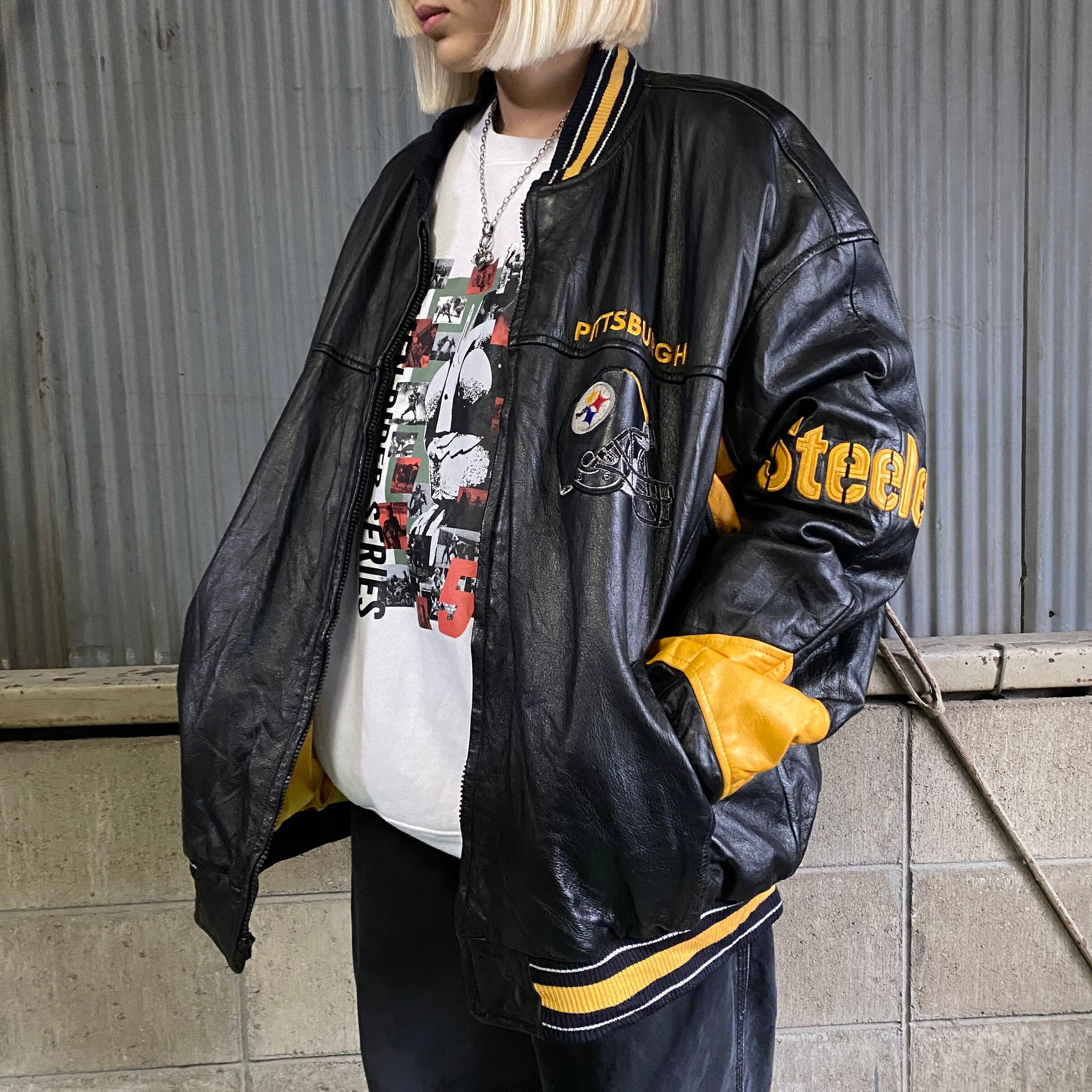 90年代NFL ピッツバーグ・スティーラーズ リアルレザージャケット