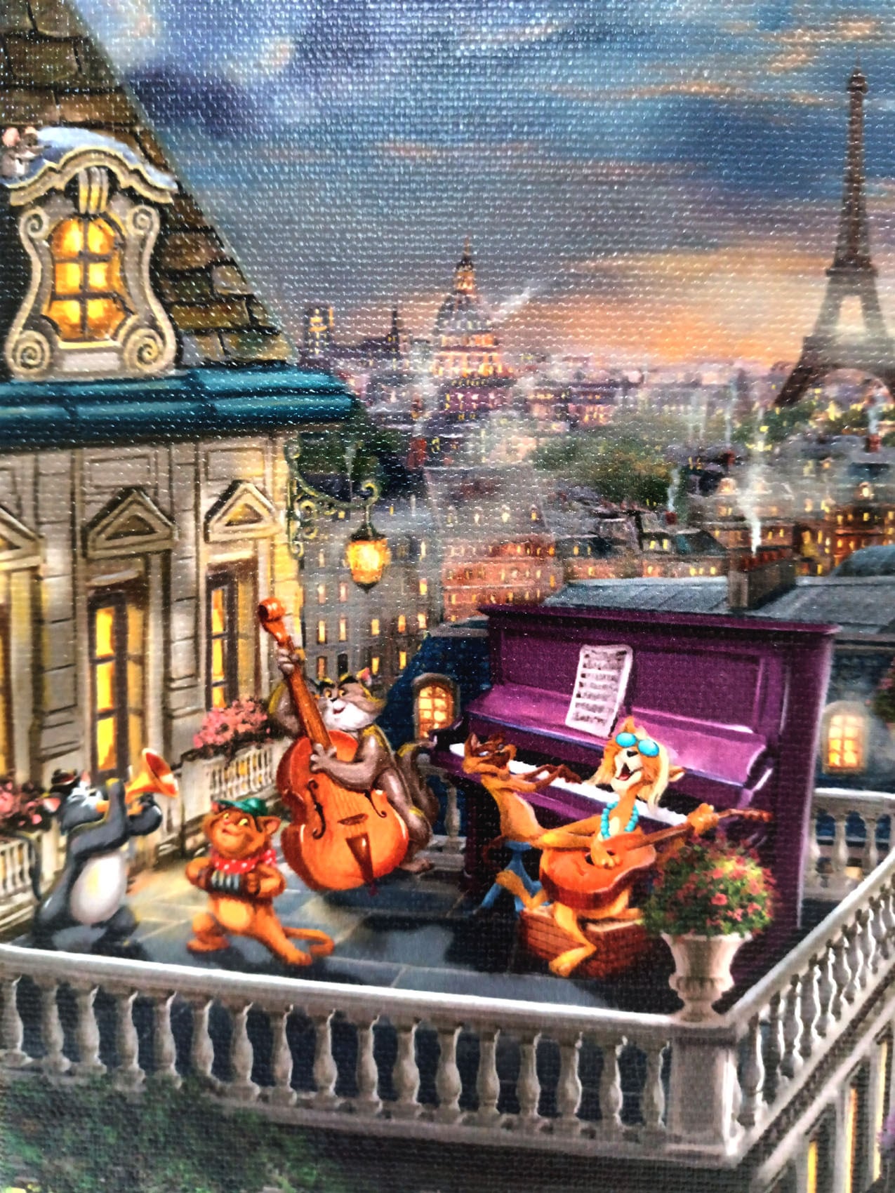 ディズニー絵画 おしゃれキャット/月下の愛 展示用フック付 キャンバス