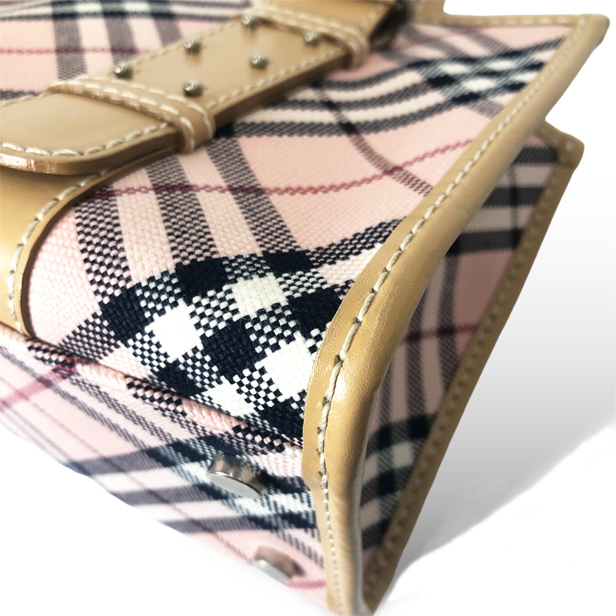 中古】 バーバリー ハンドバッグ ノバチェック ブルーレーベル ピンク