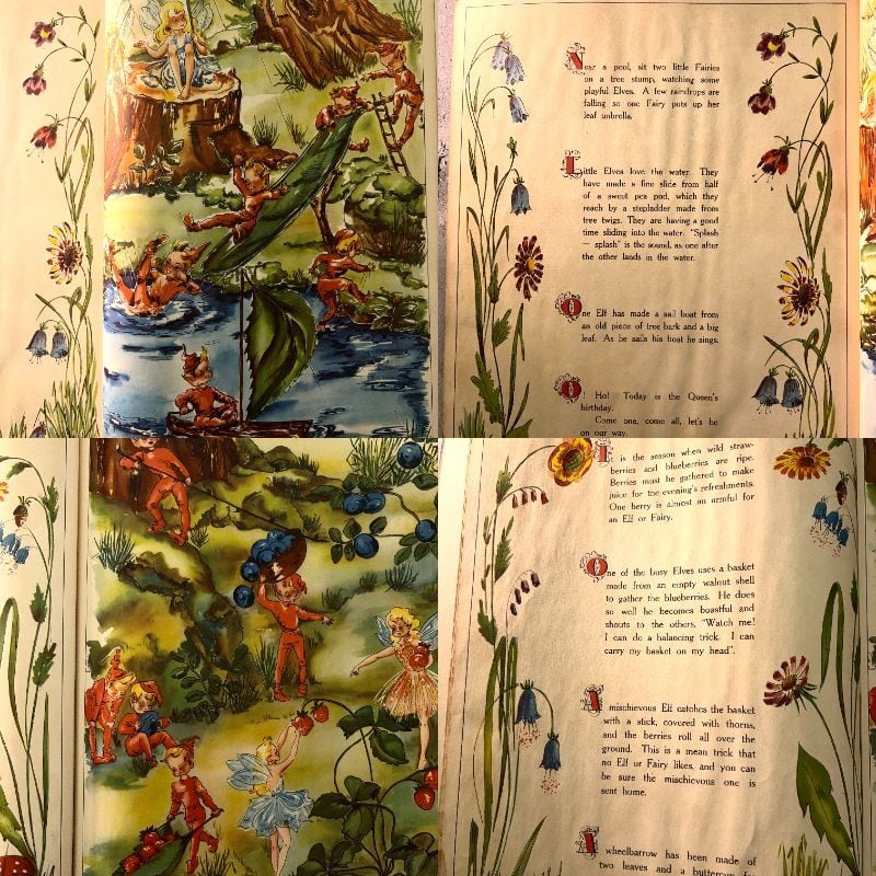 希少なとても大きな妖精本｡ 妖精の国の一日 1940年代 スウェーデン出版