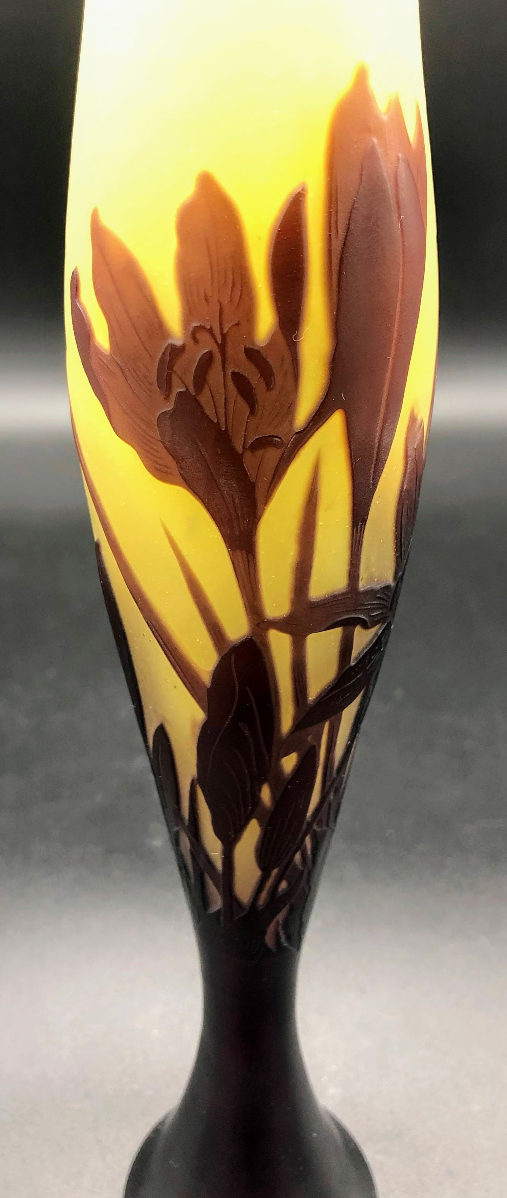 極美品！ 25cm大作！ エミールガレ クロッカス紋花瓶 Emile Galle 被せ