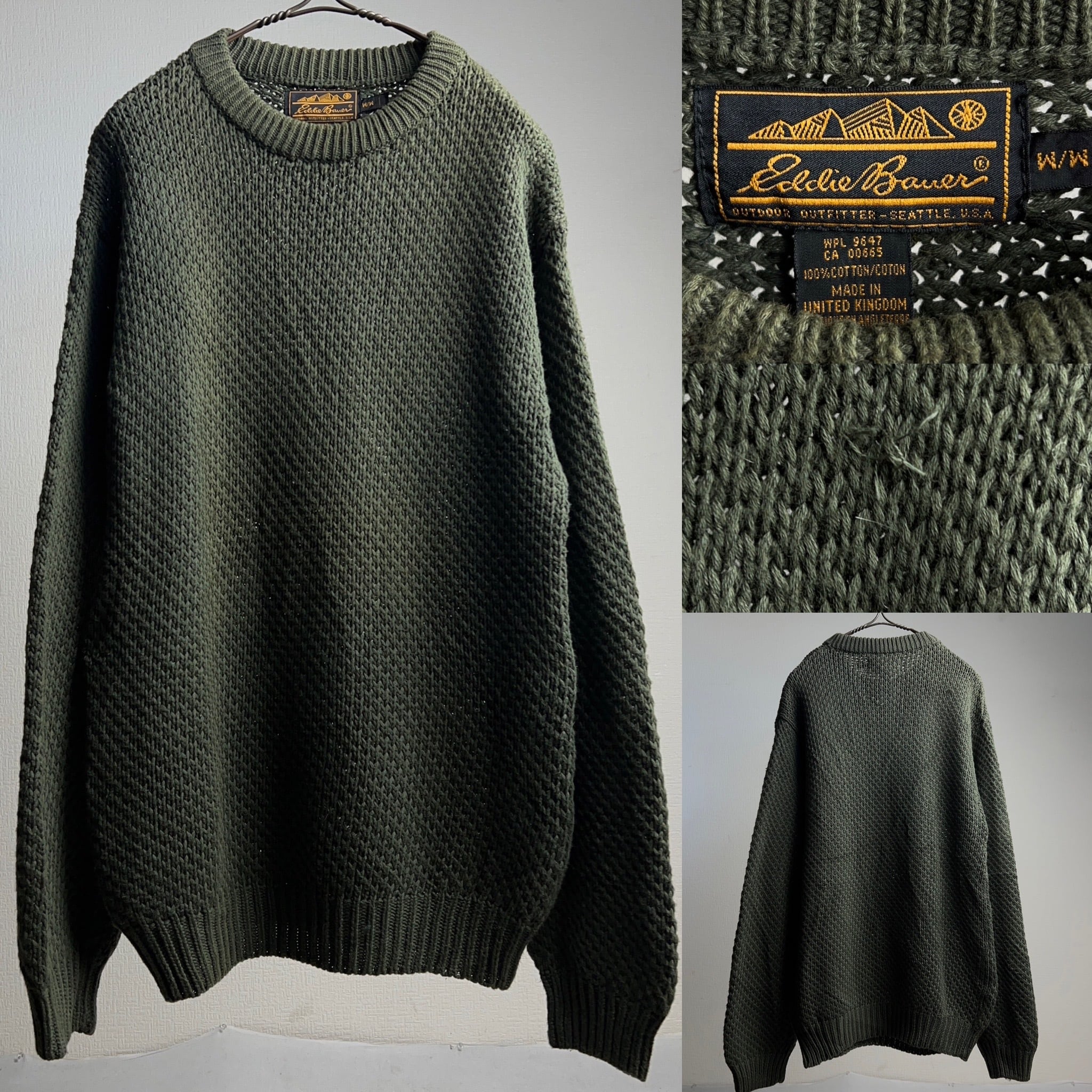 80's~90's Eddie Bauer Knit Sweater UK製 SIZE M エディーバウアー 黒
