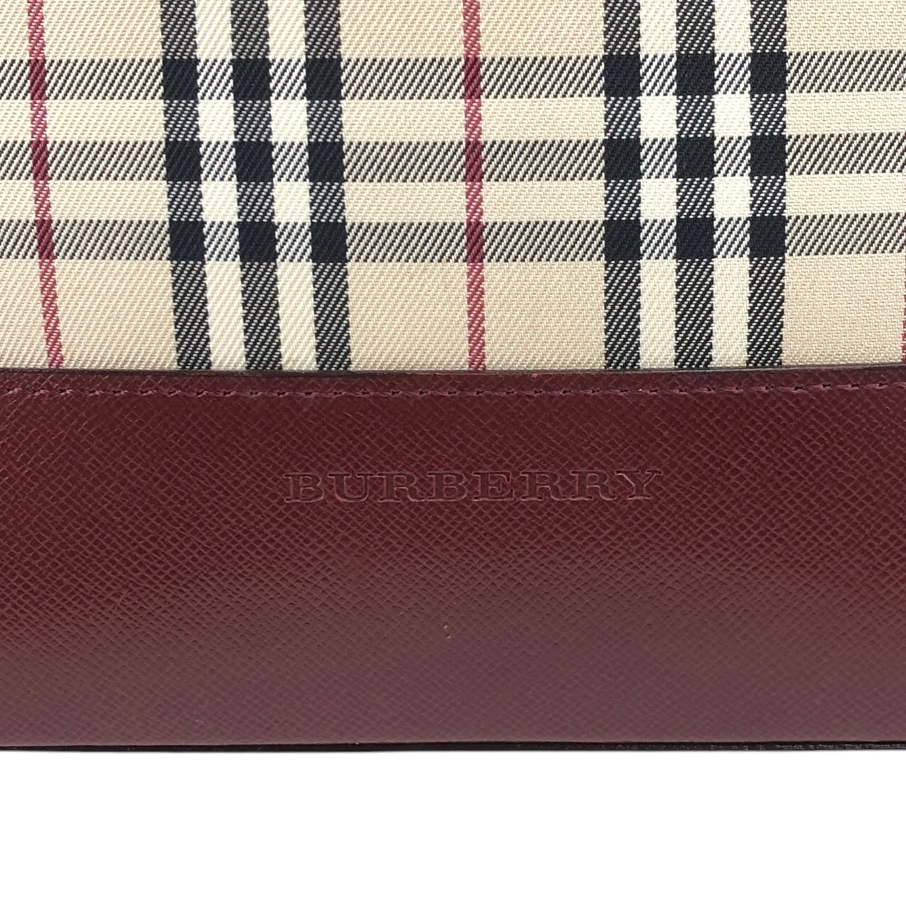 BURBERRY バーバリー ノバチェック ハンドバッグ ベージュ×レッド