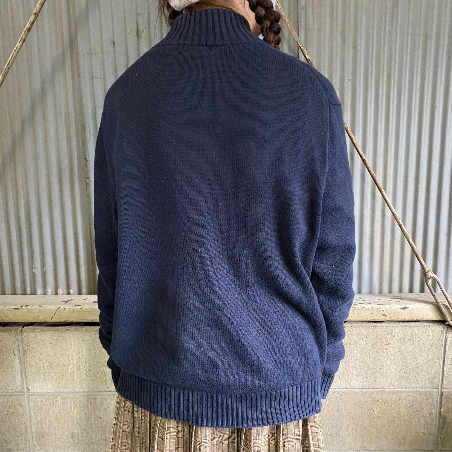 ポロ ラルフローレン ハーフジップ コットンニットセーター メンズL