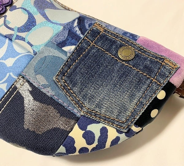美品！COACH コーチ パッチワークショルダー ポシェット デニム 斜め