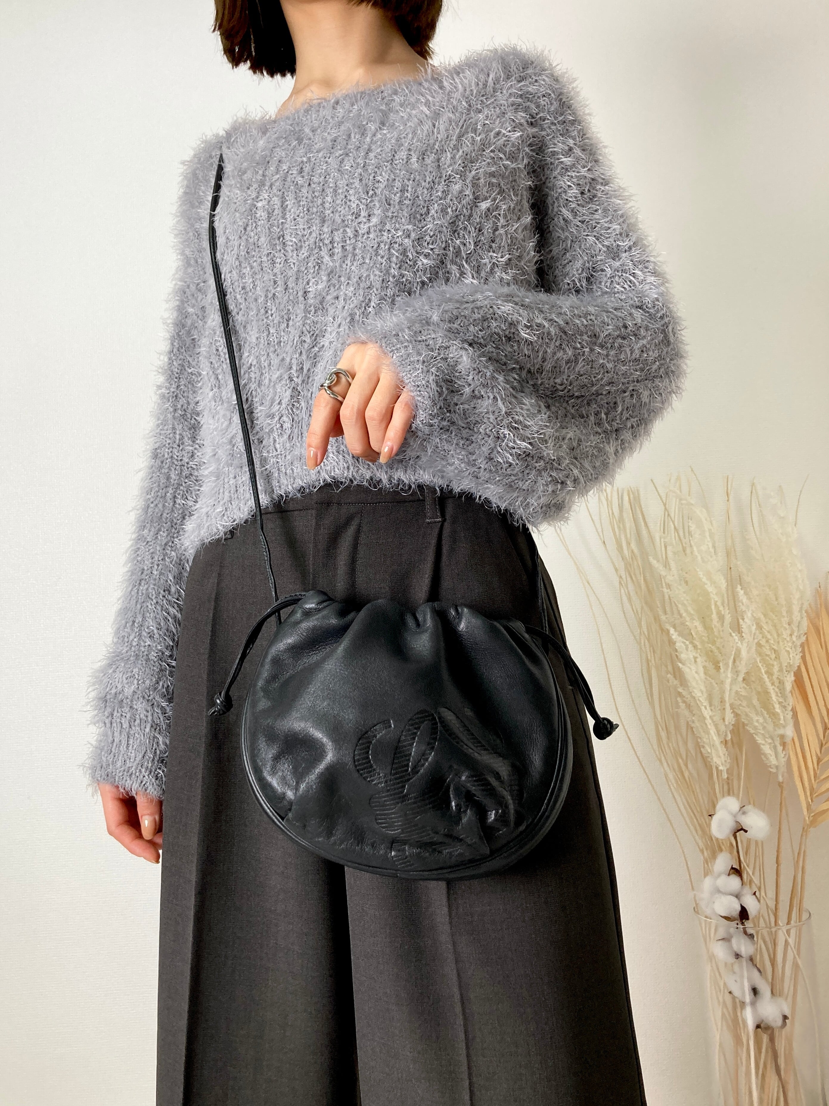 LOEWE ロエベ アナグラム ナッパレザー 巾着 ミニバッグ ショルダー