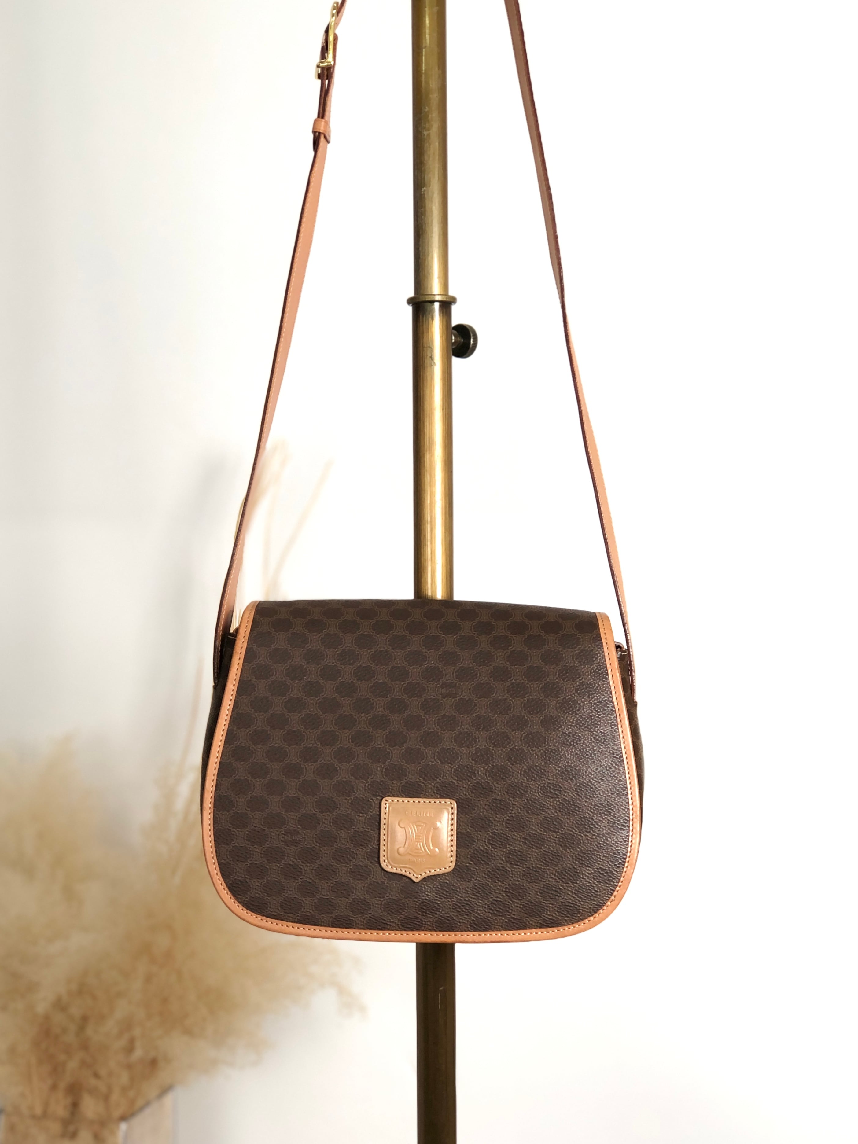 CELINE セリーヌ マカダム ショルダーバッグ ブラウン ブラゾン PVC