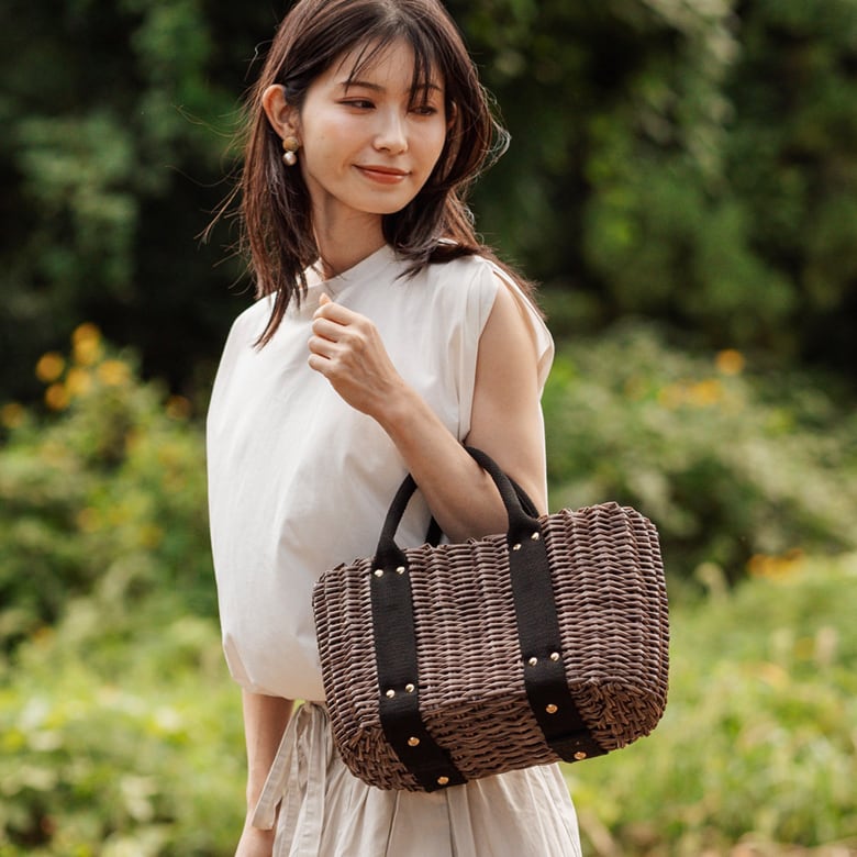 かごバッグ ストロー ショルダーバッグ 巾着 ミニ トート バッグ 2way
