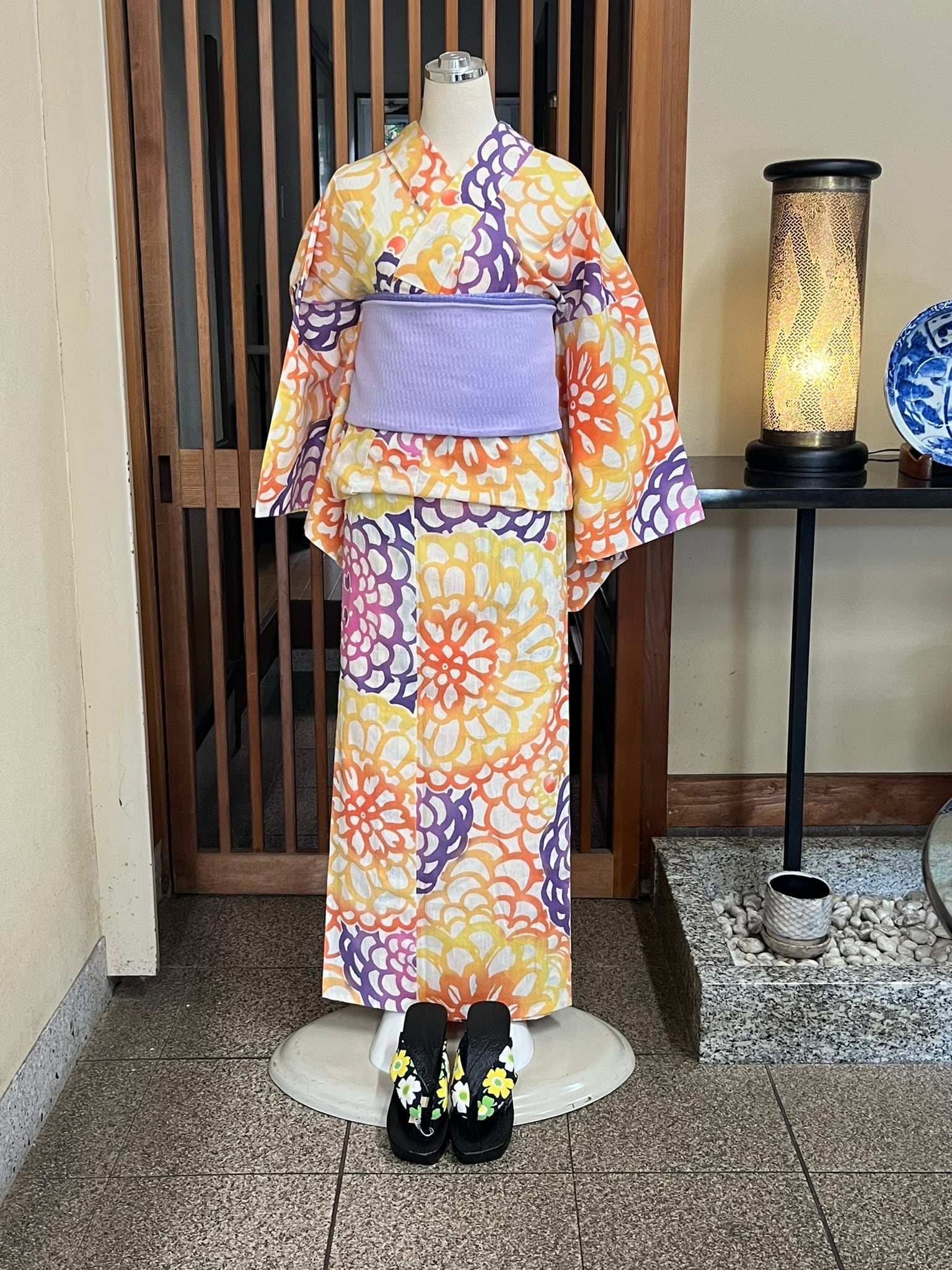tsumori chisato 仕立て上がり浴衣 紫×オレンジ×黄色 花柄 | oriya